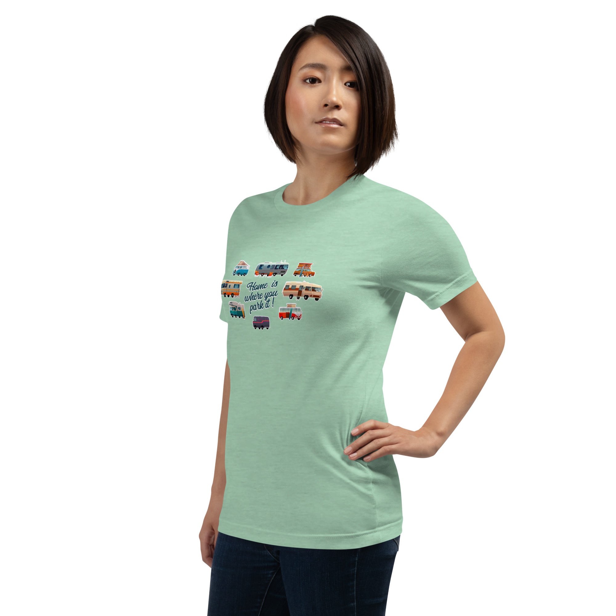 T-shirt en coton unisexe Square Vintage Campers sur couleurs chinées claires