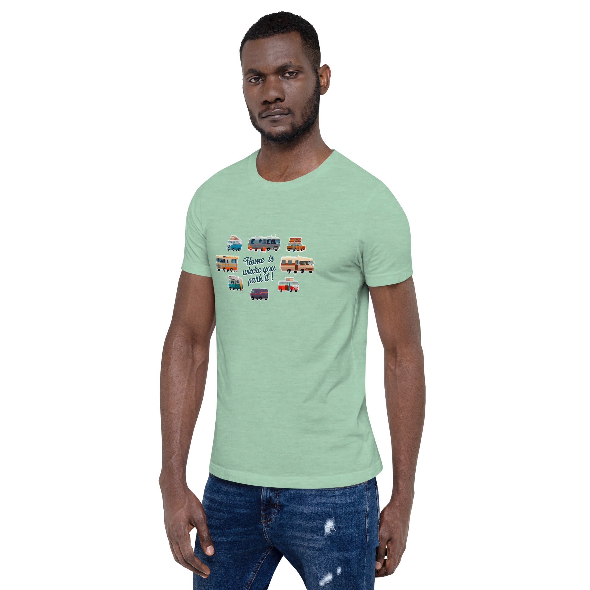T-shirt en coton unisexe Square Vintage Campers sur couleurs chinées claires