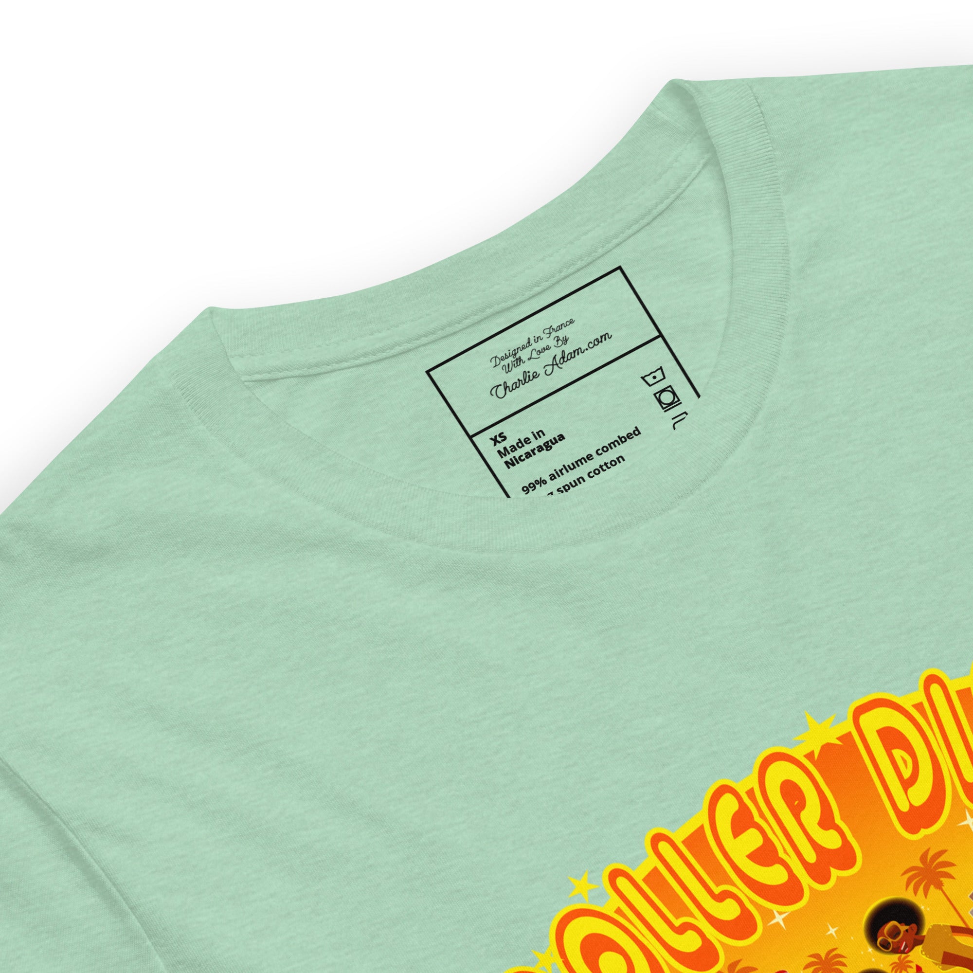 T-shirt en coton unisexe Roller Disco 1975 sur couleurs chinées claires