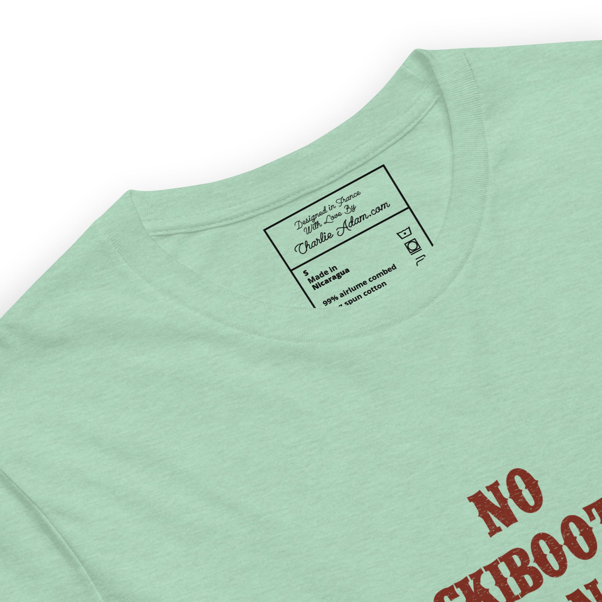 T-shirt en coton unisexe No Skiboots on Dancefloor sur couleurs chinées claires