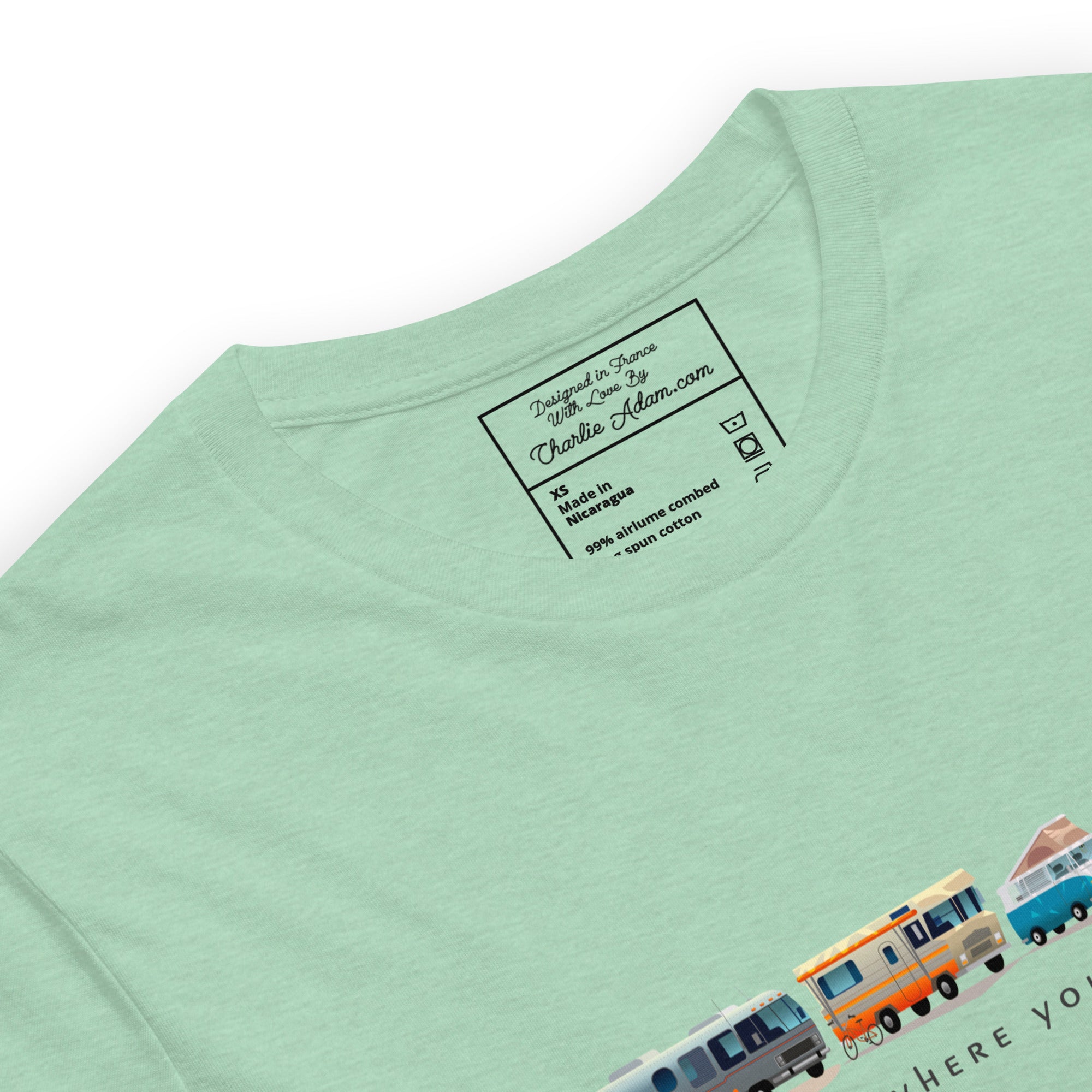 T-shirt en coton unisexe Vintage Campers sur couleurs chinées claires