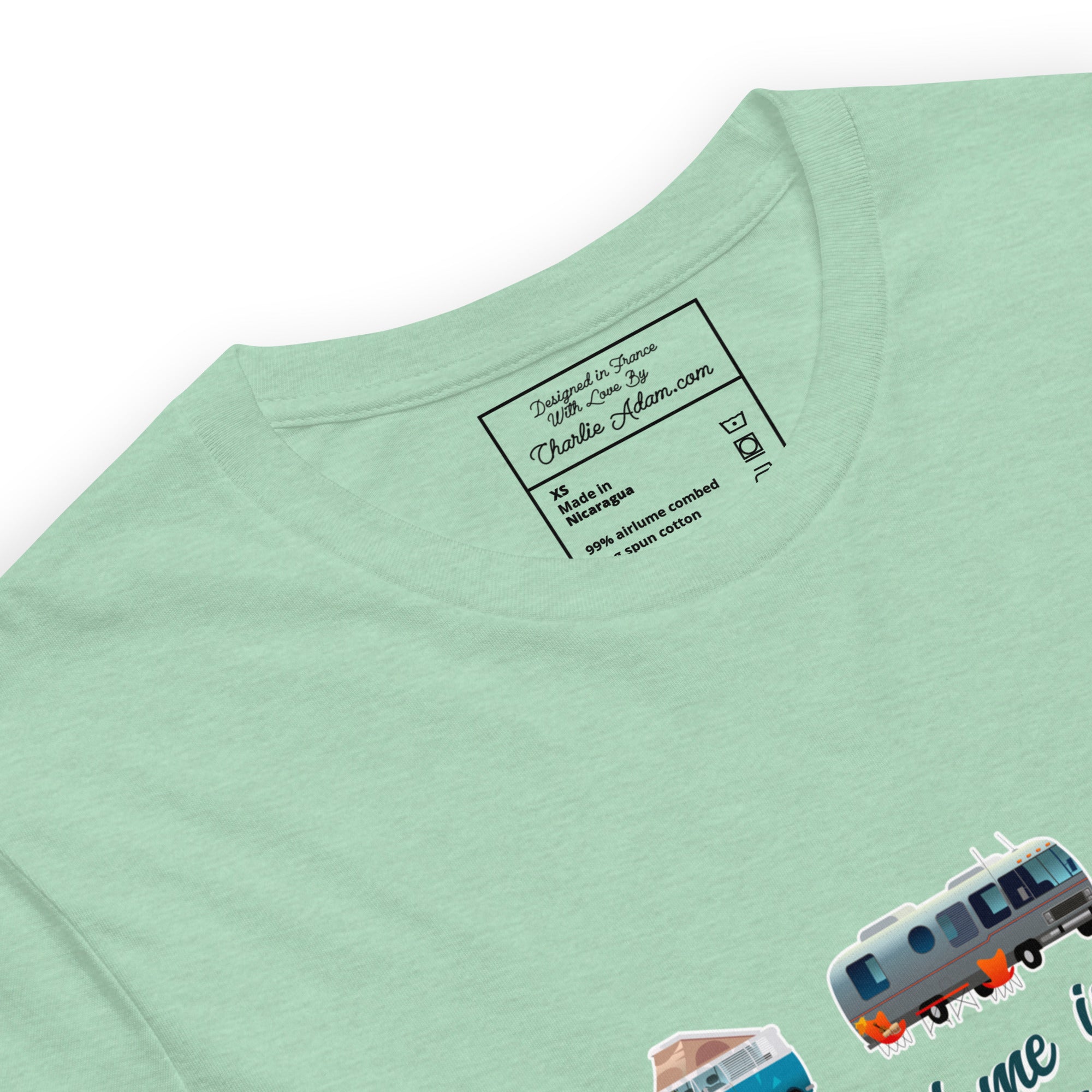 T-shirt en coton unisexe Square Vintage Campers sur couleurs chinées claires