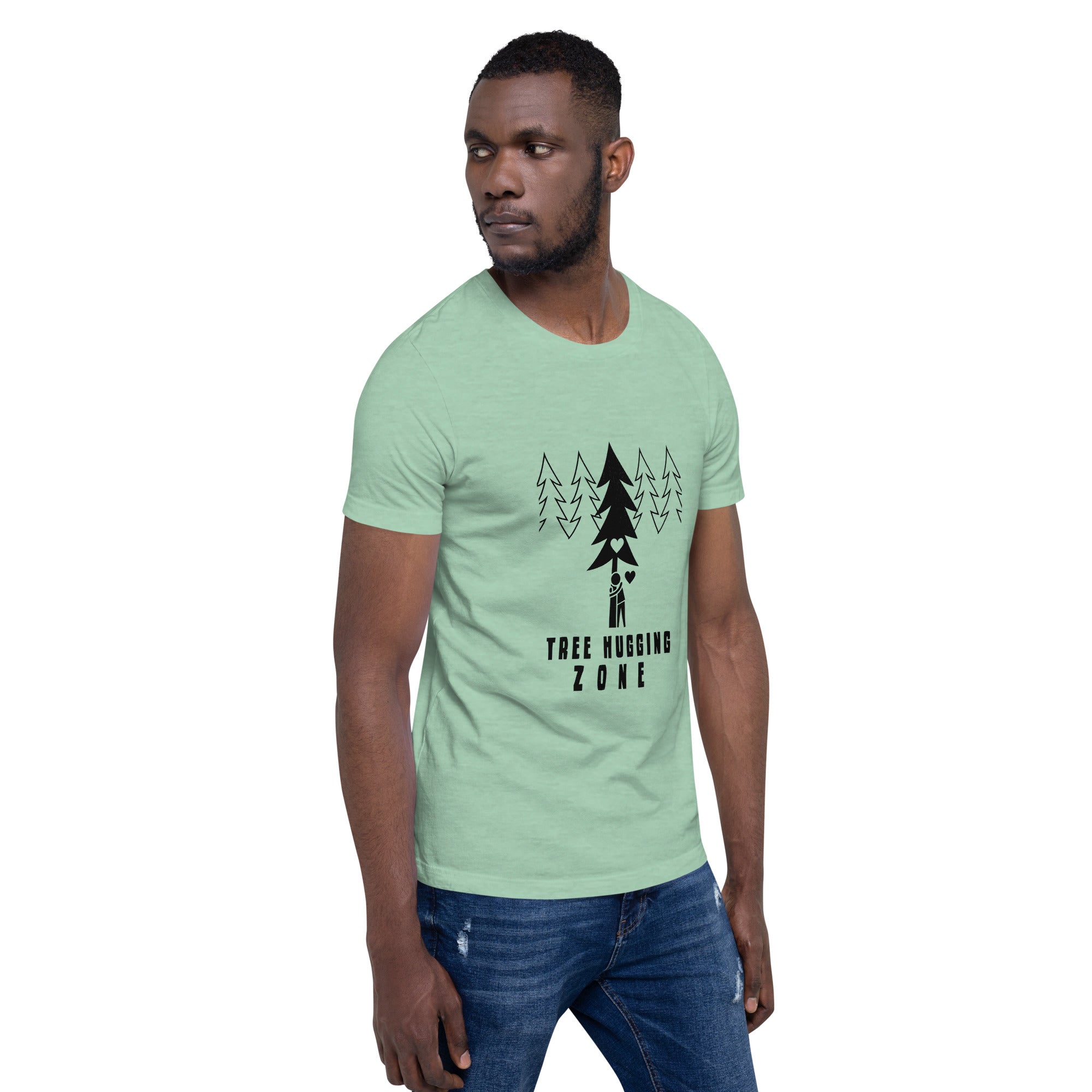 Unisex t-shirt Tree hugging zone on light heather colors