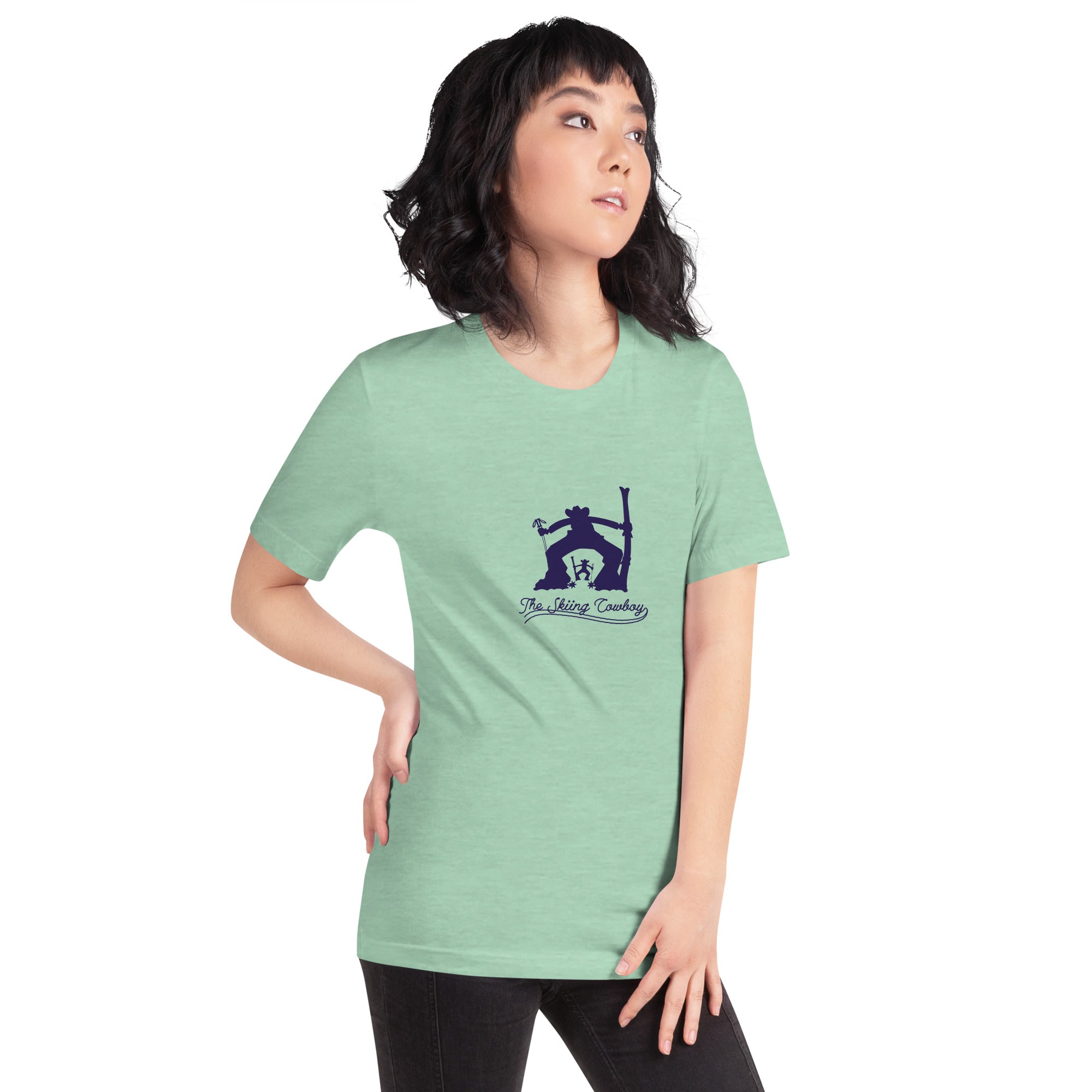 T-shirt en coton unisexe Ski Fight at OK Corral Silhouette sur couleurs chinées claires