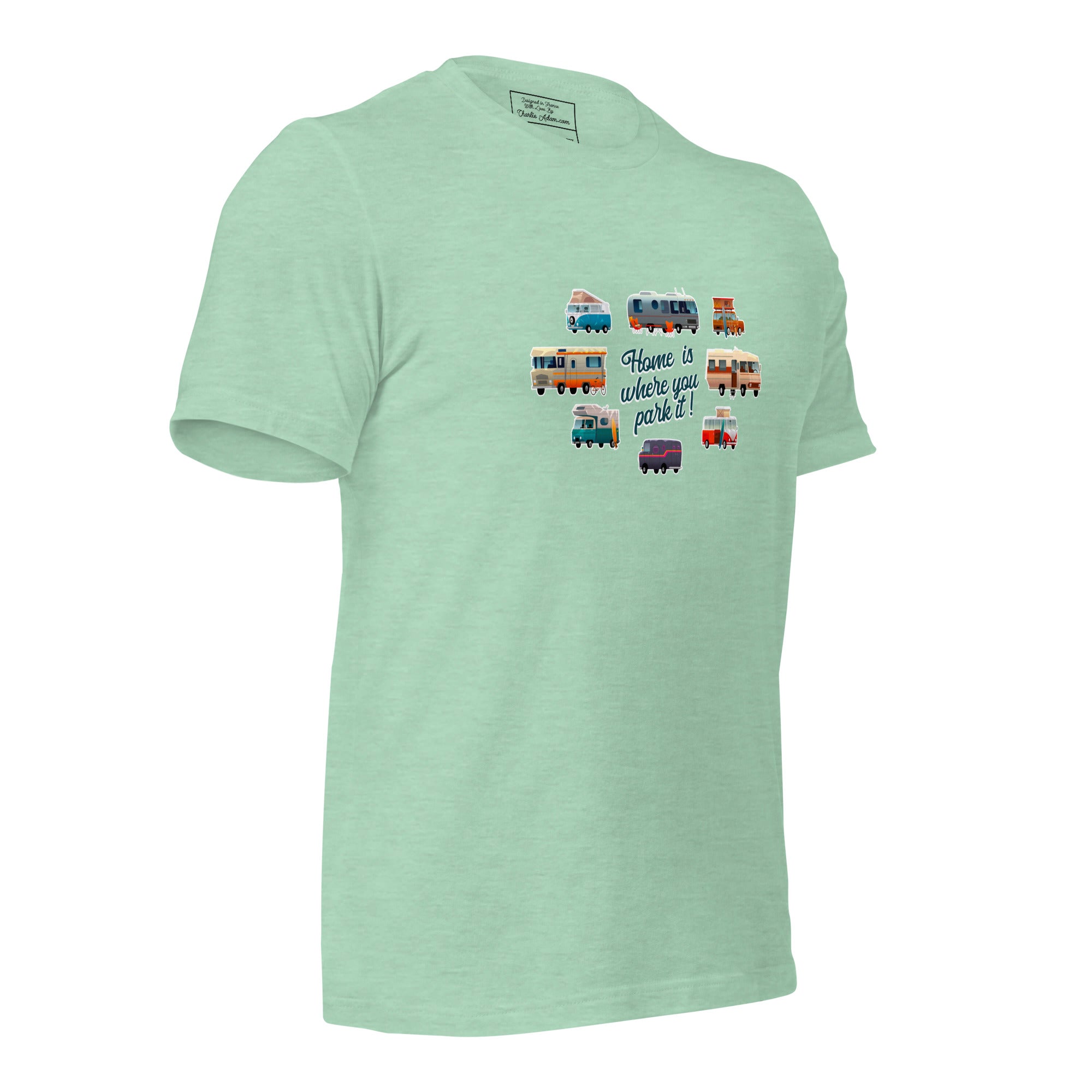 T-shirt en coton unisexe Square Vintage Campers sur couleurs chinées claires