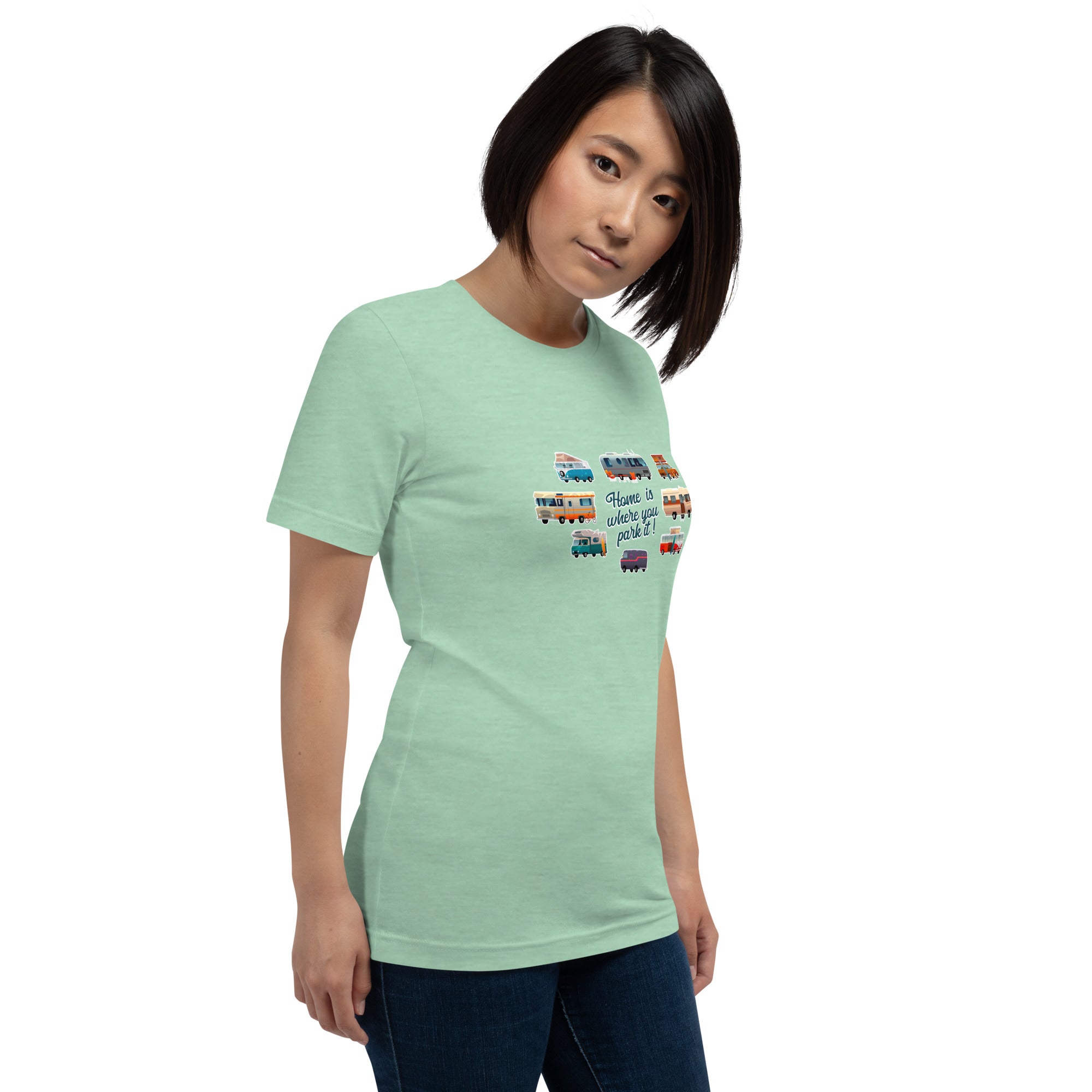 T-shirt en coton unisexe Square Vintage Campers sur couleurs chinées claires