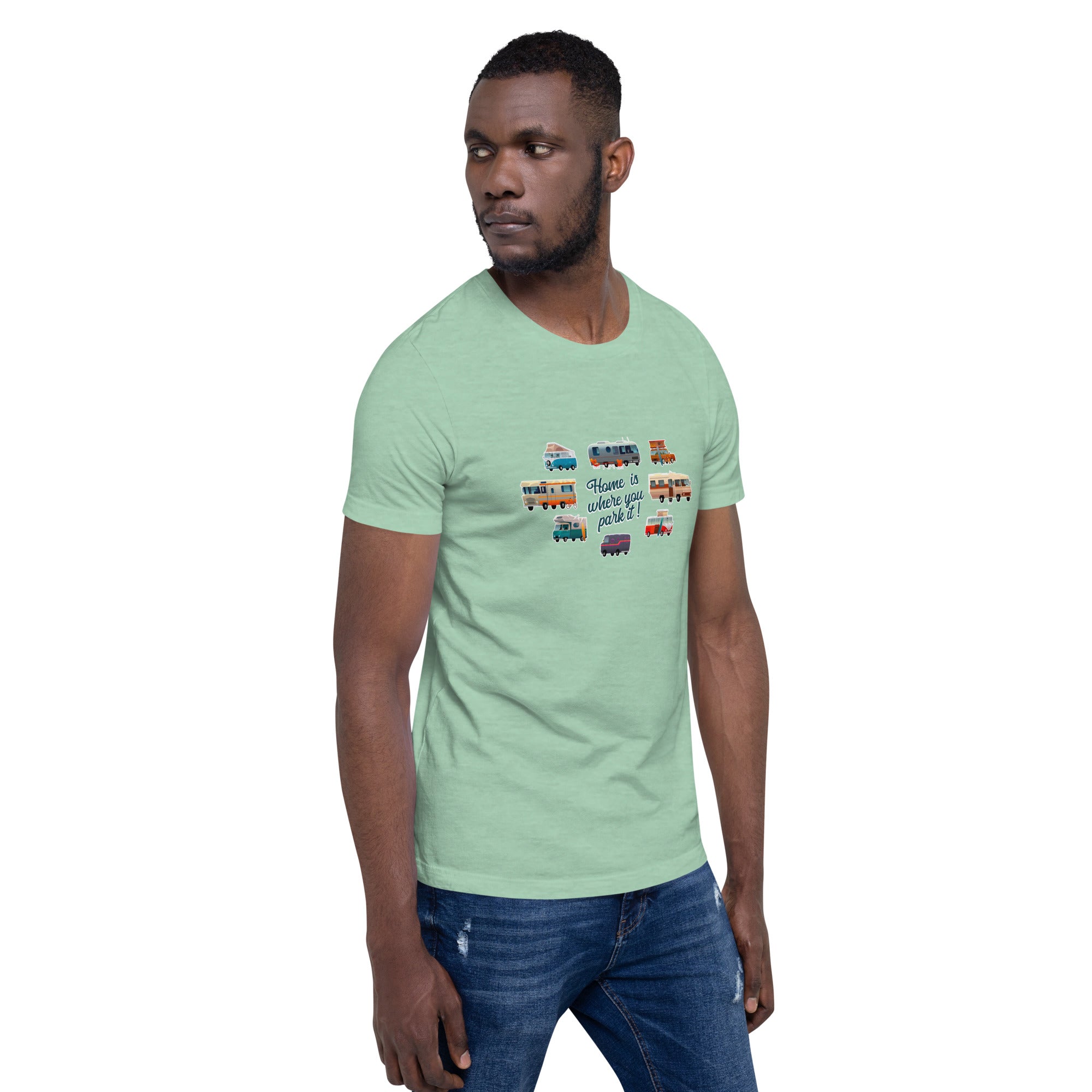 T-shirt en coton unisexe Square Vintage Campers sur couleurs chinées claires