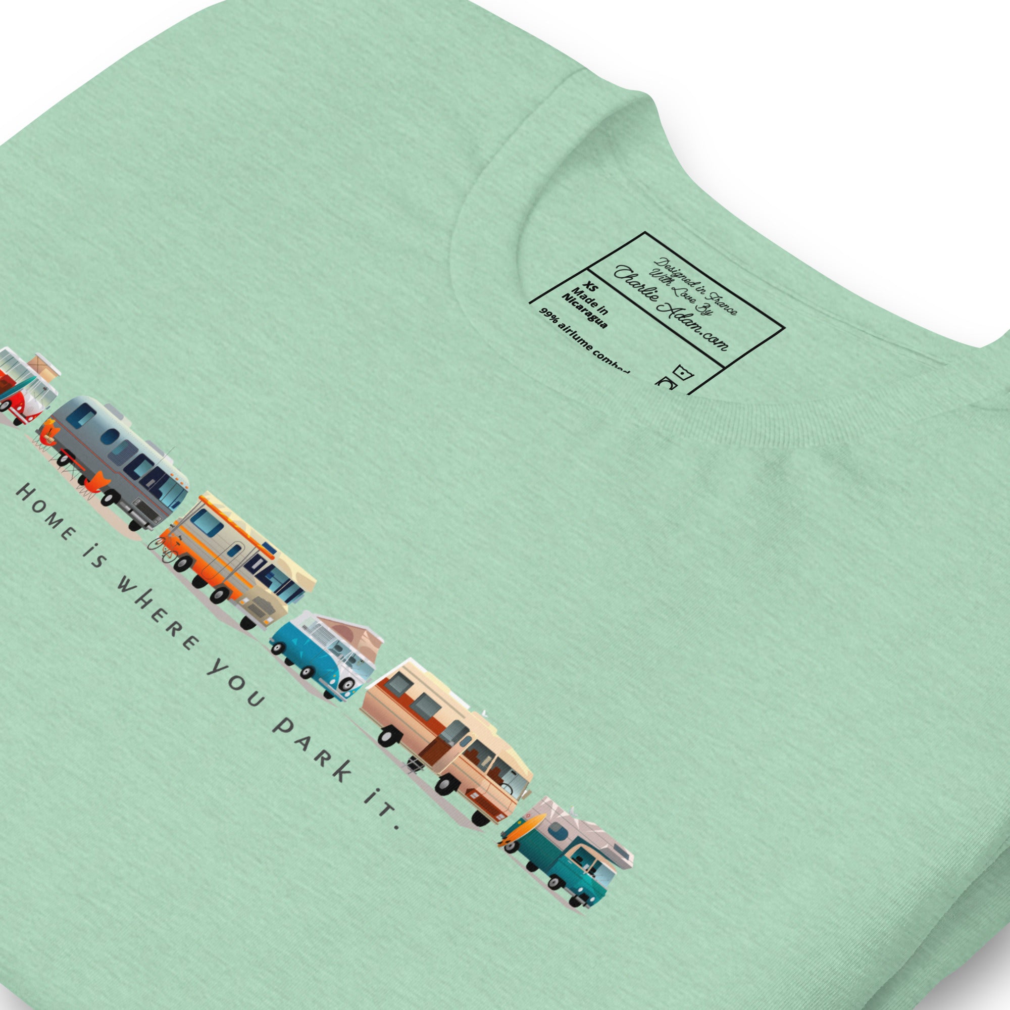 T-shirt en coton unisexe Vintage Campers sur couleurs chinées claires