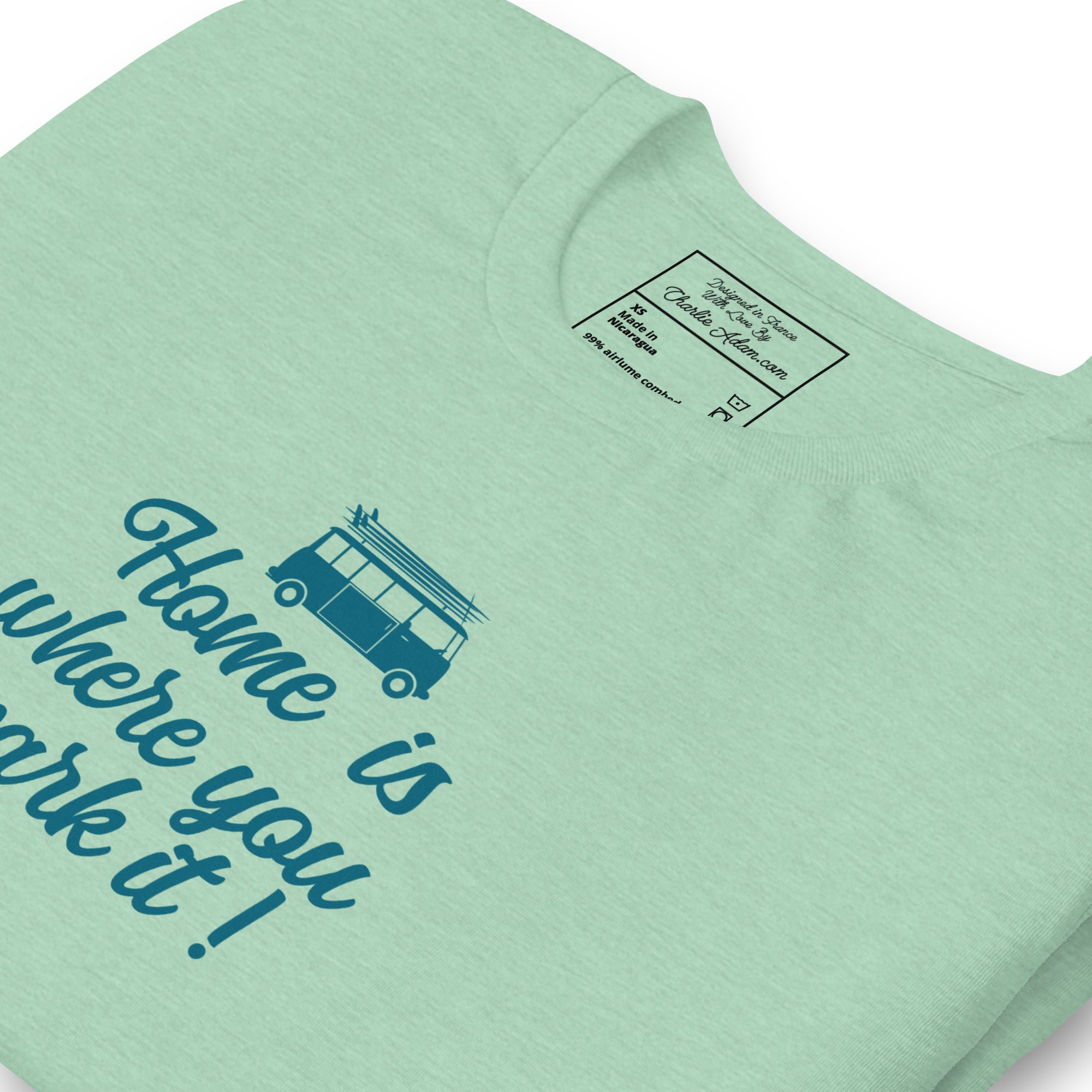 T-shirt en coton unisexe Blue Surf Combi sur couleurs chinées claires