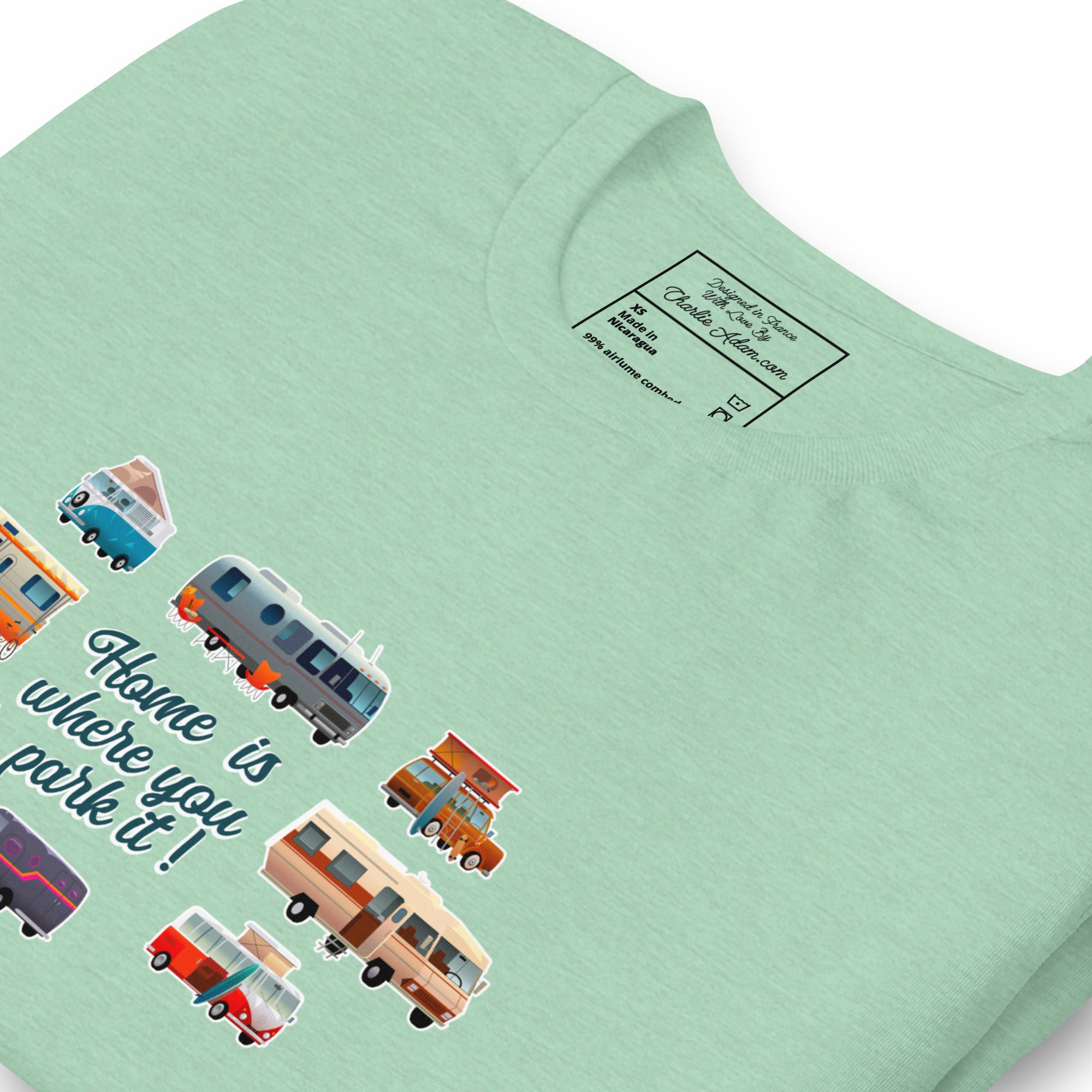 T-shirt en coton unisexe Square Vintage Campers sur couleurs chinées claires
