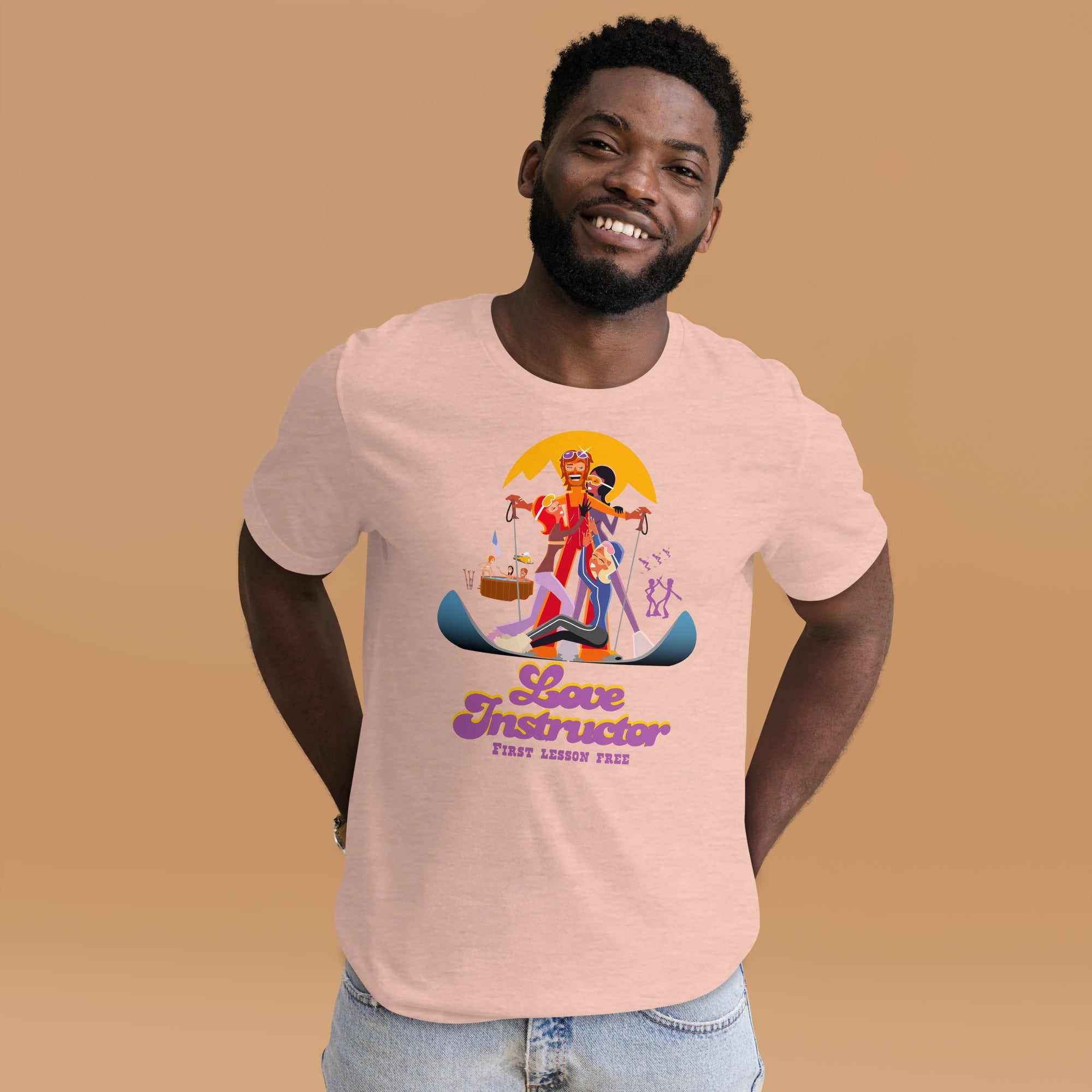 T-shirt en coton unisexe Love instructor First lesson free sur couleurs chinées claires