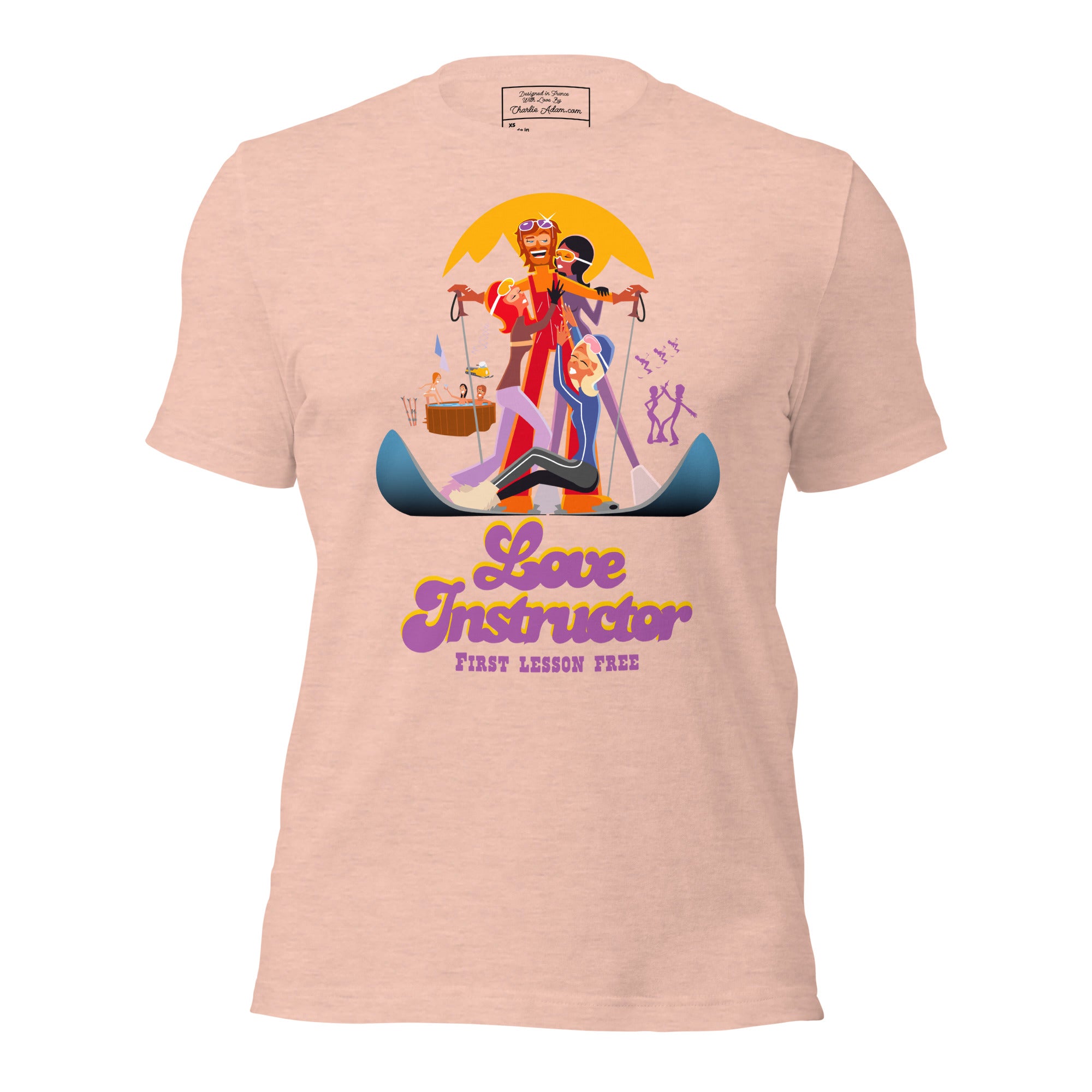 T-shirt en coton unisexe Love instructor First lesson free sur couleurs chinées claires