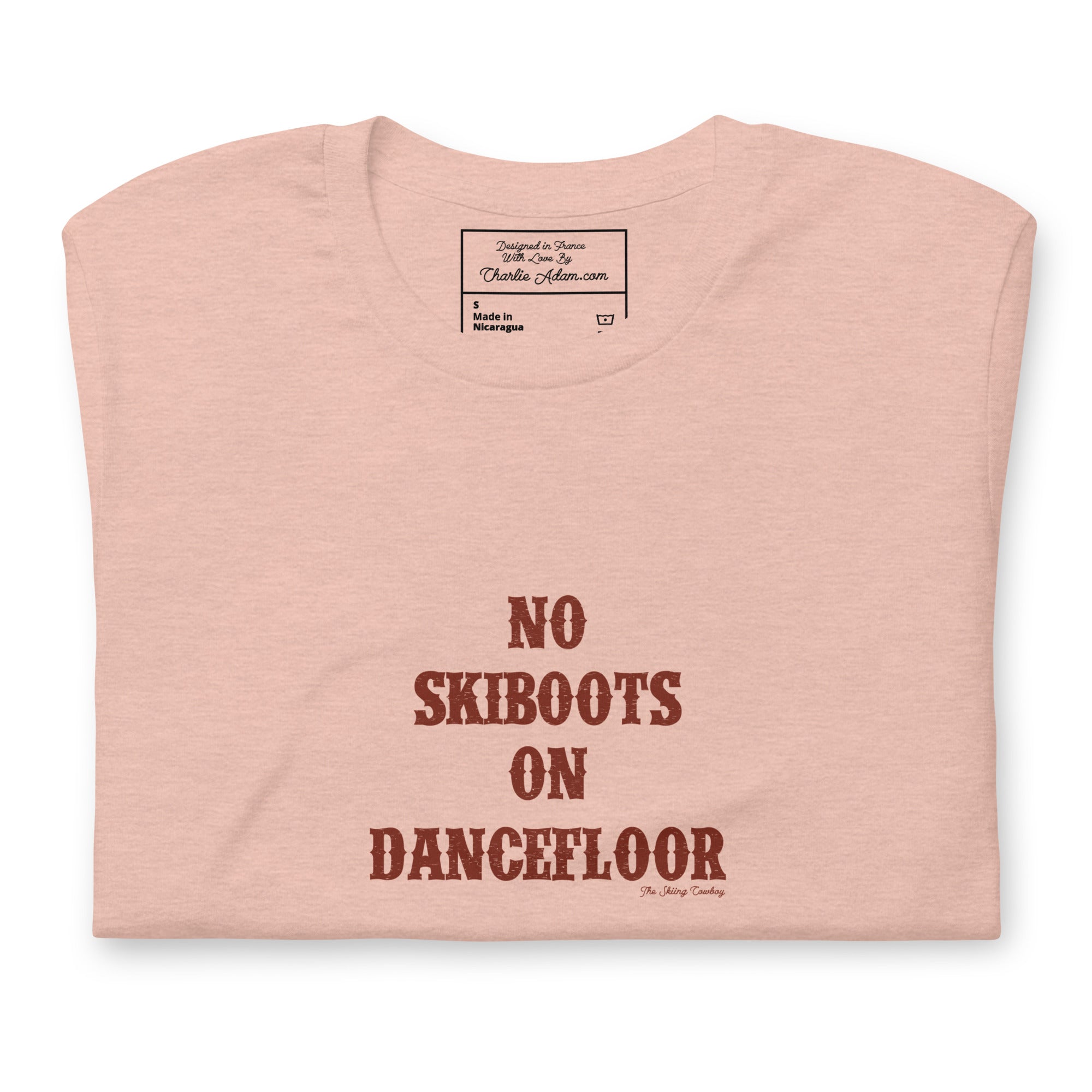 T-shirt en coton unisexe No Skiboots on Dancefloor sur couleurs chinées claires