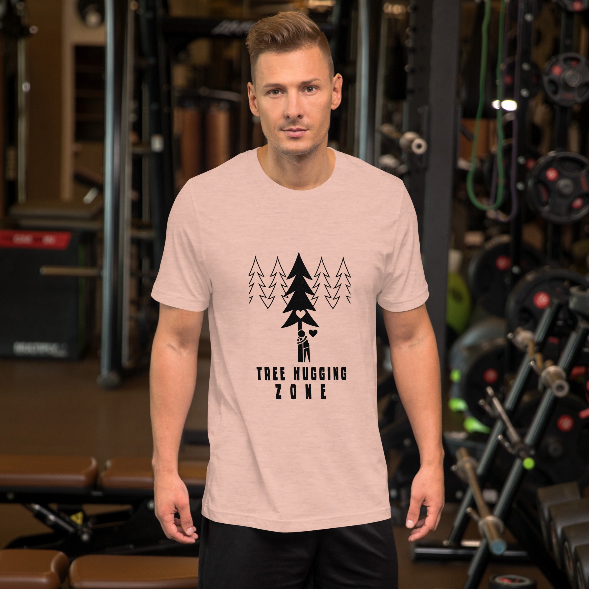 Unisex t-shirt Tree hugging zone on light heather colors