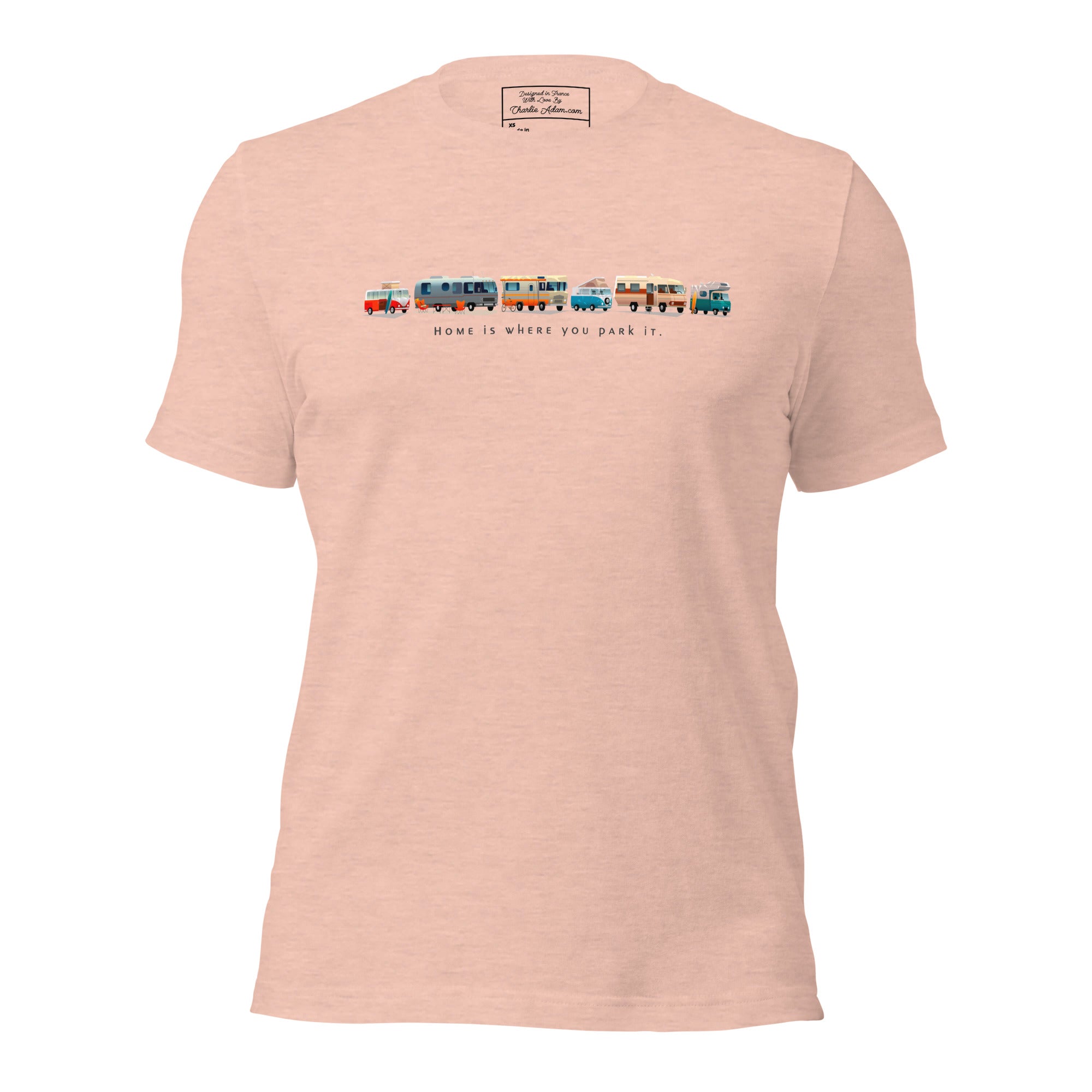 T-shirt en coton unisexe Vintage Campers sur couleurs chinées claires