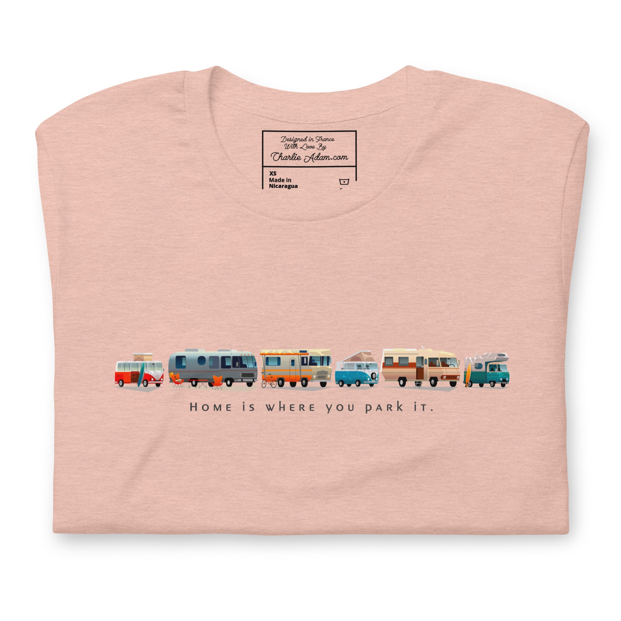 T-shirt en coton unisexe Vintage Campers sur couleurs chinées claires