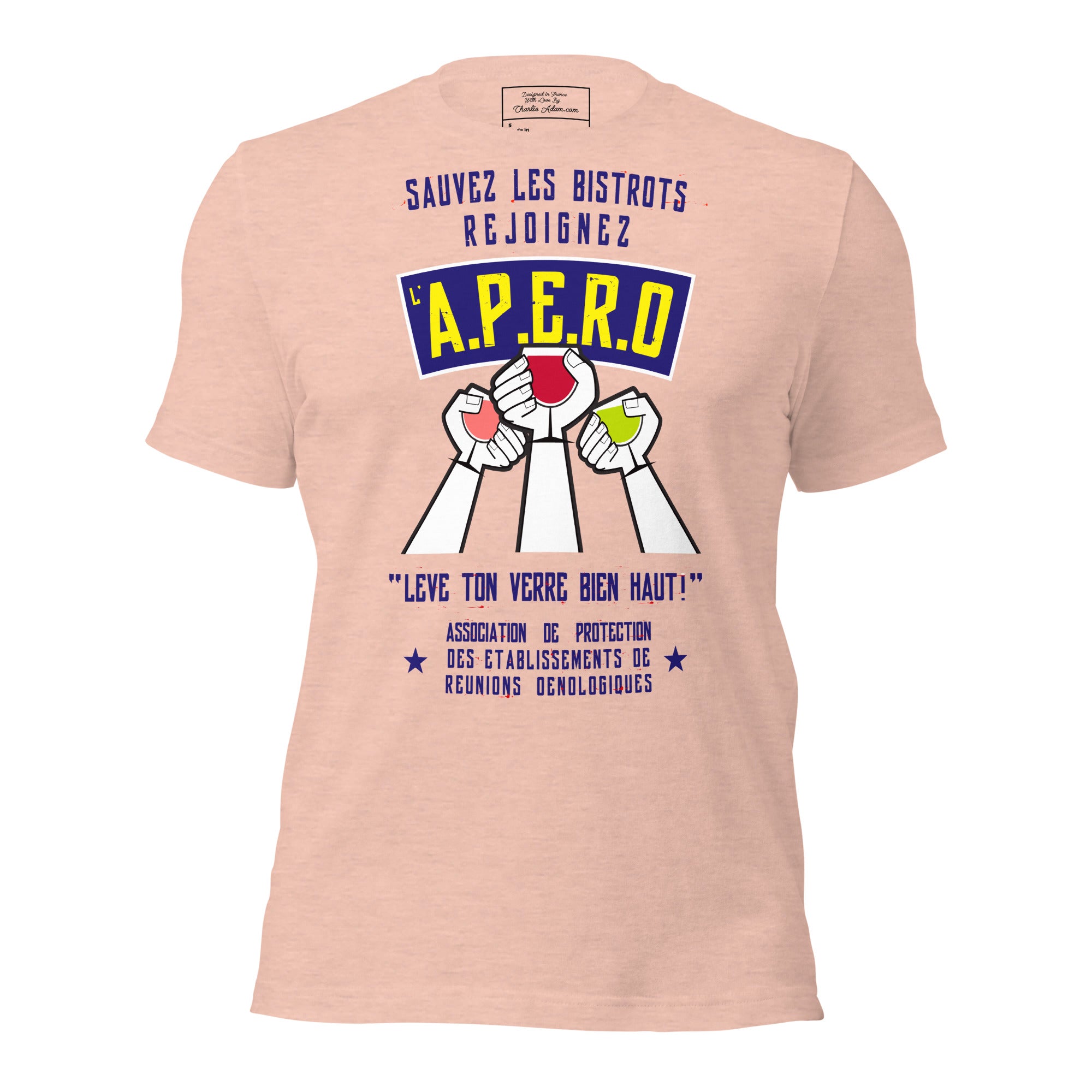 Unisex cotton t-shirt Sauvez les Bistrots, rejoignez l'Apéro on light heather colors