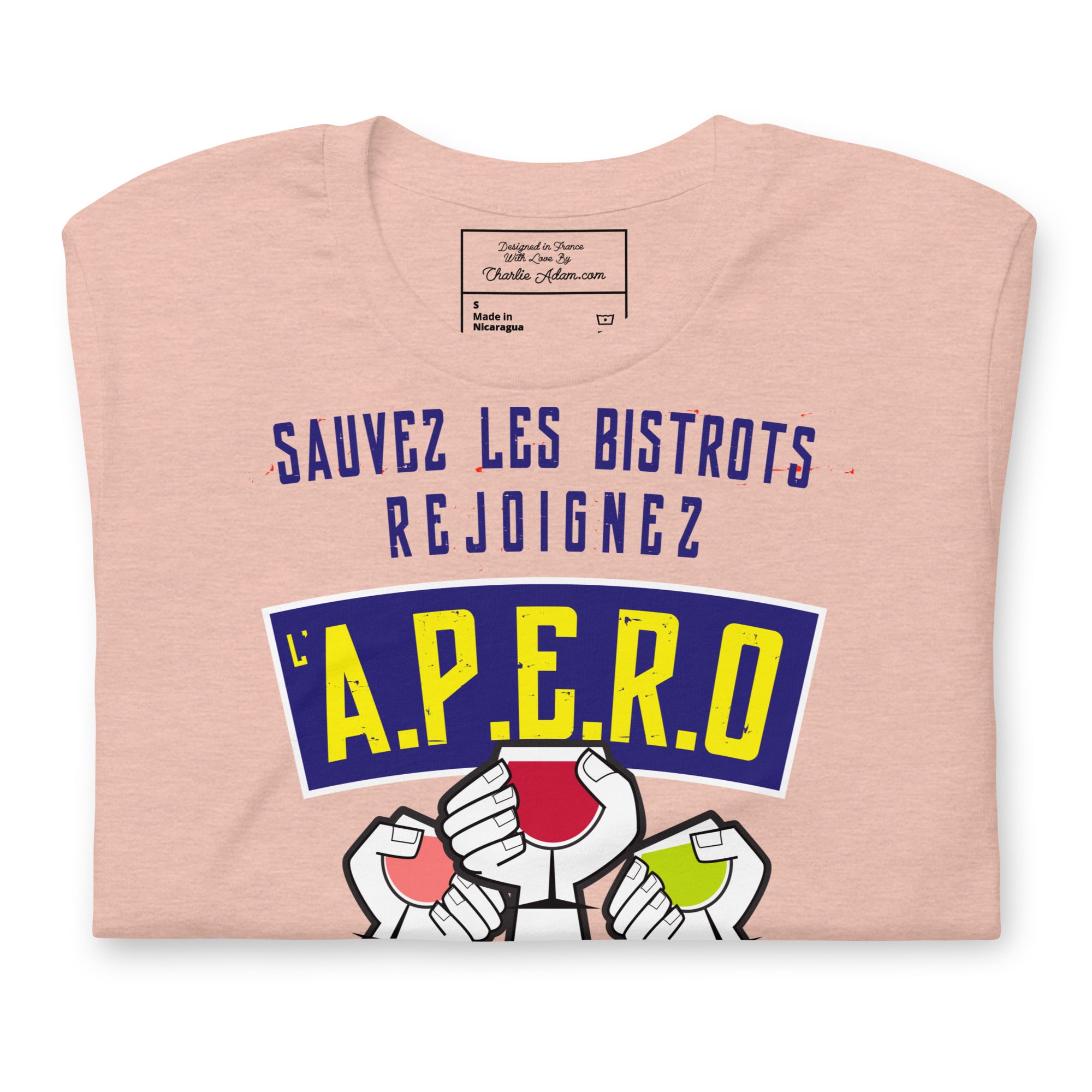 Unisex cotton t-shirt Sauvez les Bistrots, rejoignez l'Apéro on light heather colors