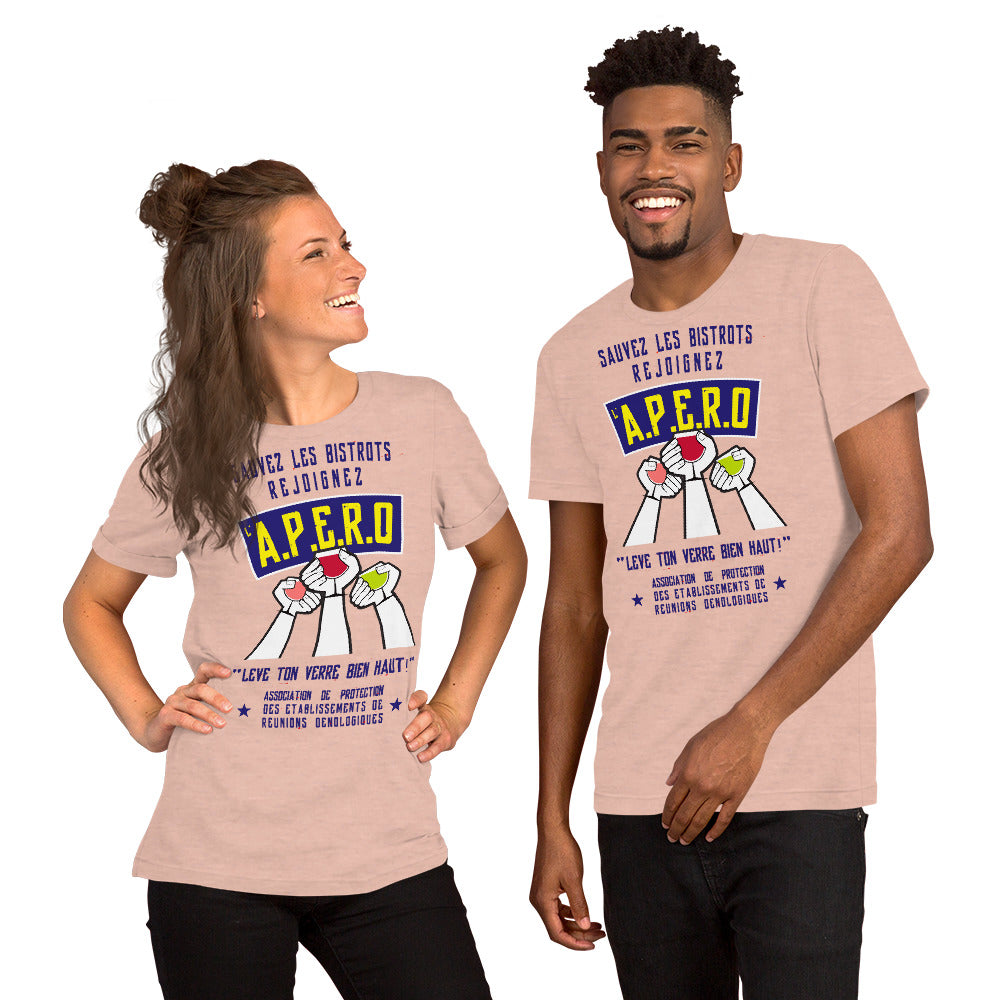 Unisex cotton t-shirt Sauvez les Bistrots, rejoignez l'Apéro on light heather colors
