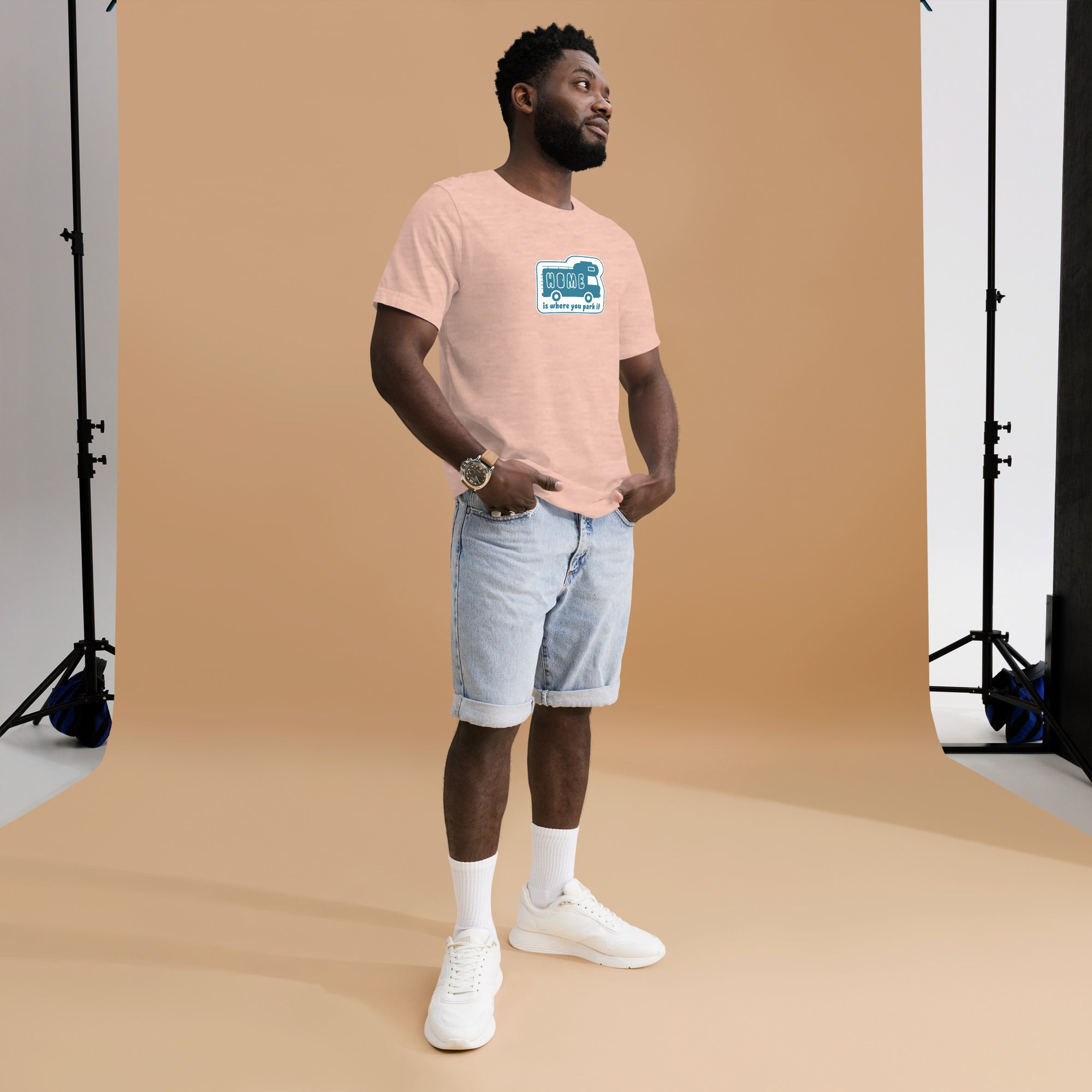 Unisex cotton t-shirt Bold Camper Van on light heather colors