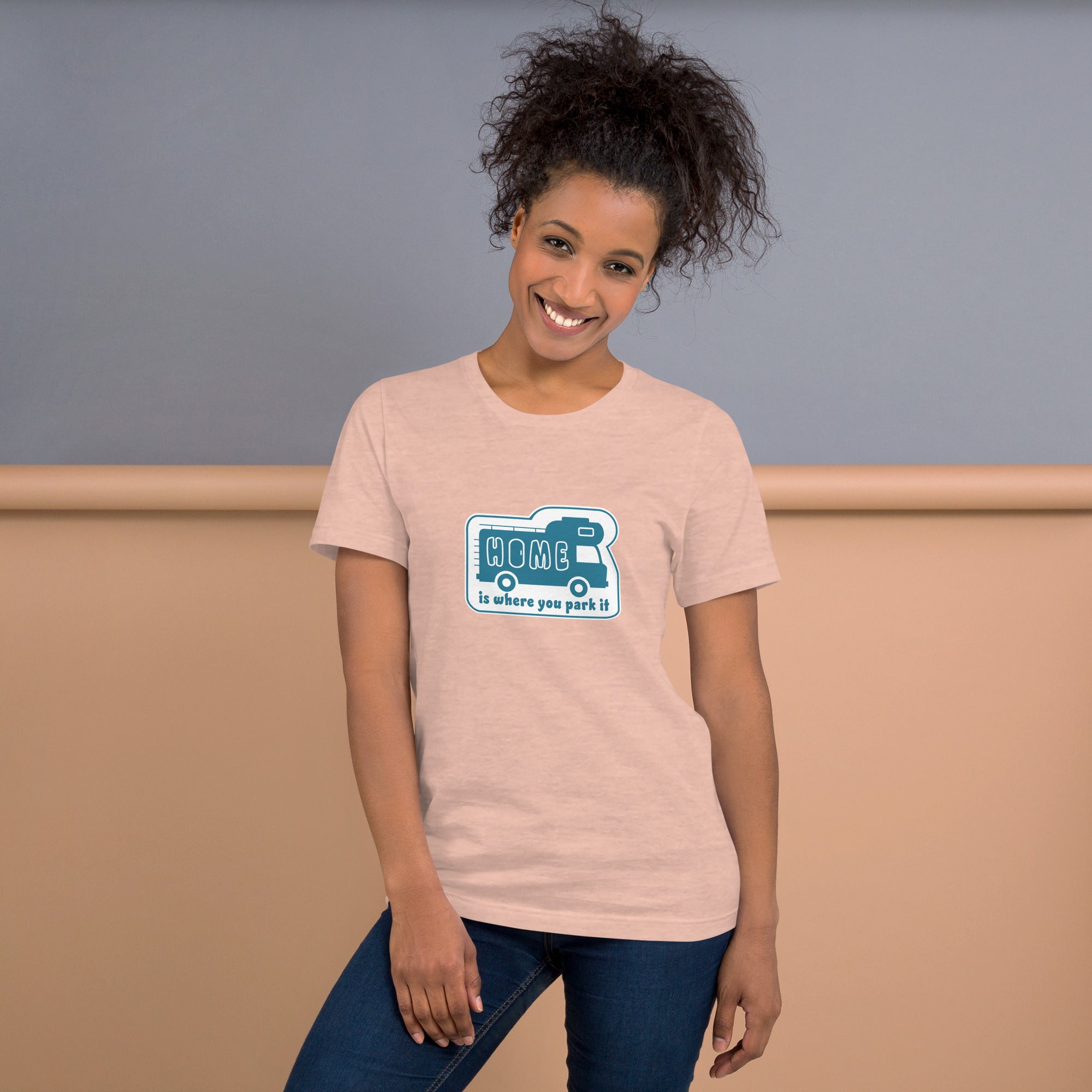 Unisex cotton t-shirt Bold Camper Van on light heather colors