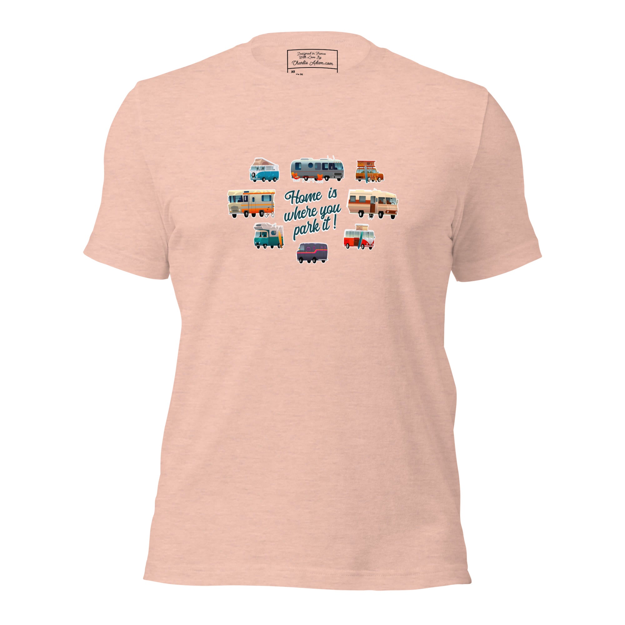 T-shirt en coton unisexe Square Vintage Campers sur couleurs chinées claires