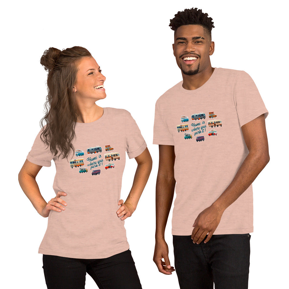 T-shirt en coton unisexe Square Vintage Campers sur couleurs chinées claires