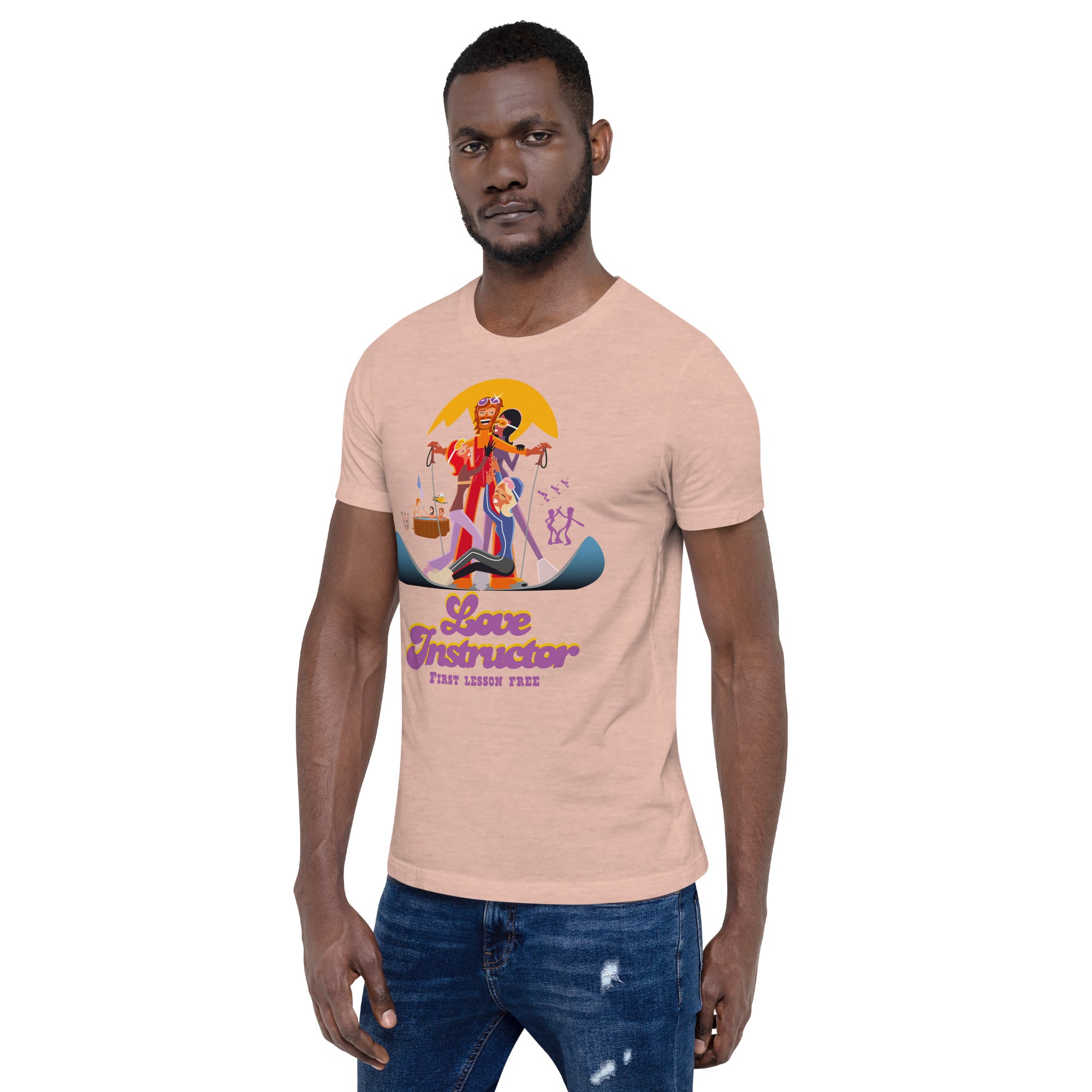 T-shirt en coton unisexe Love instructor First lesson free sur couleurs chinées claires
