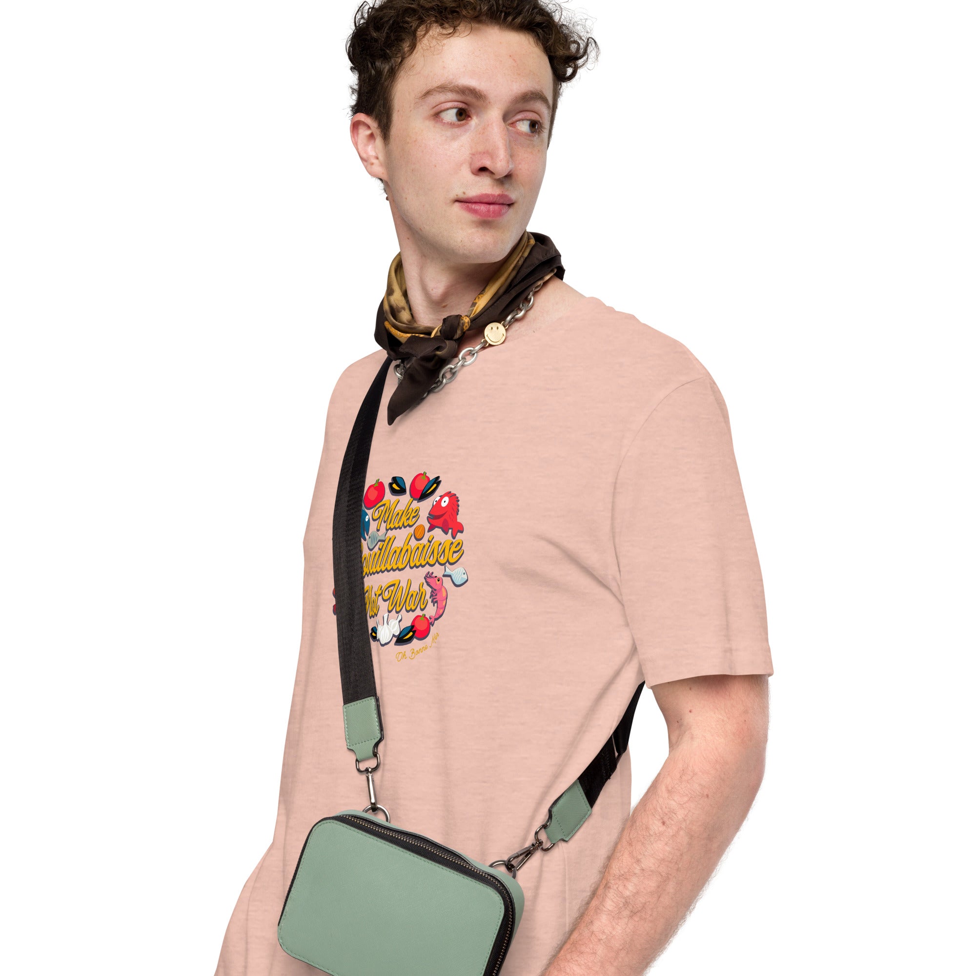 T-shirt en coton unisexe Make Bouillabaisse Not War sur couleurs chinées claires