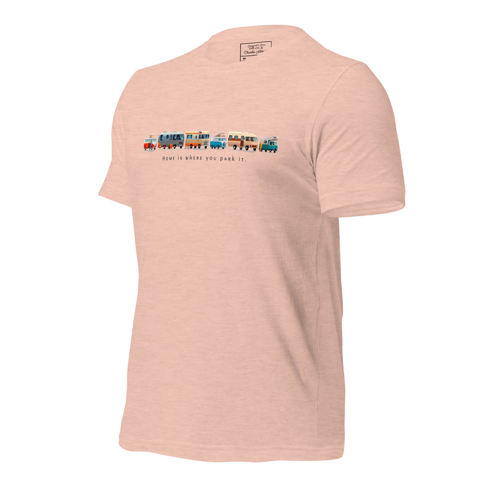 T-shirt en coton unisexe Vintage Campers sur couleurs chinées claires