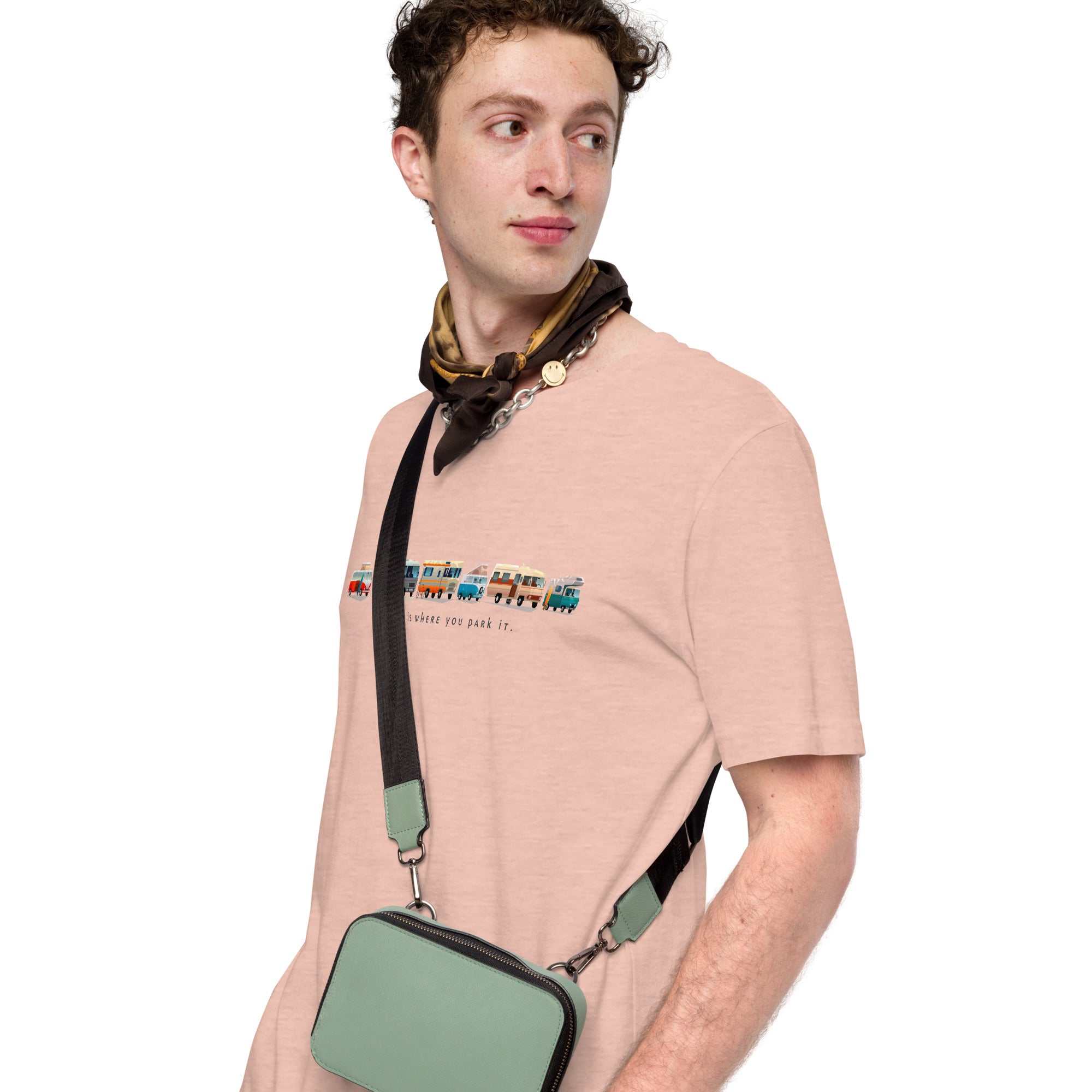 T-shirt en coton unisexe Vintage Campers sur couleurs chinées claires