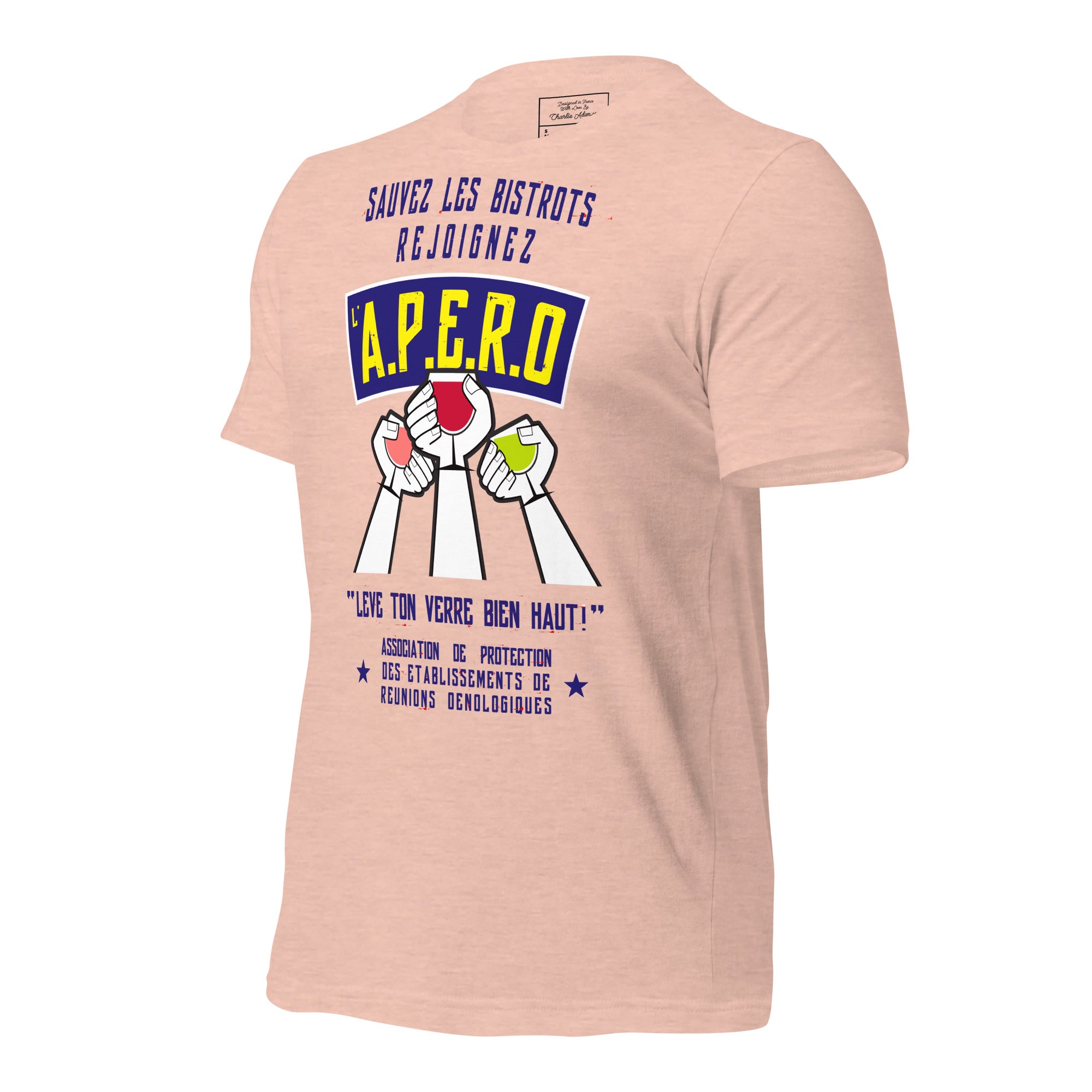 Unisex cotton t-shirt Sauvez les Bistrots, rejoignez l'Apéro on light heather colors