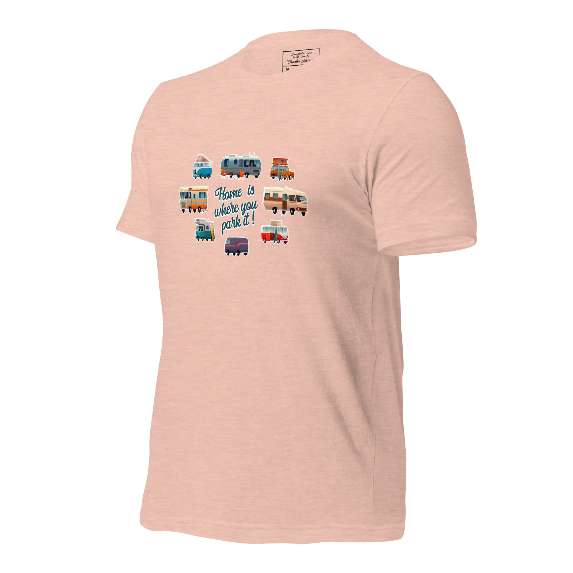 T-shirt en coton unisexe Square Vintage Campers sur couleurs chinées claires