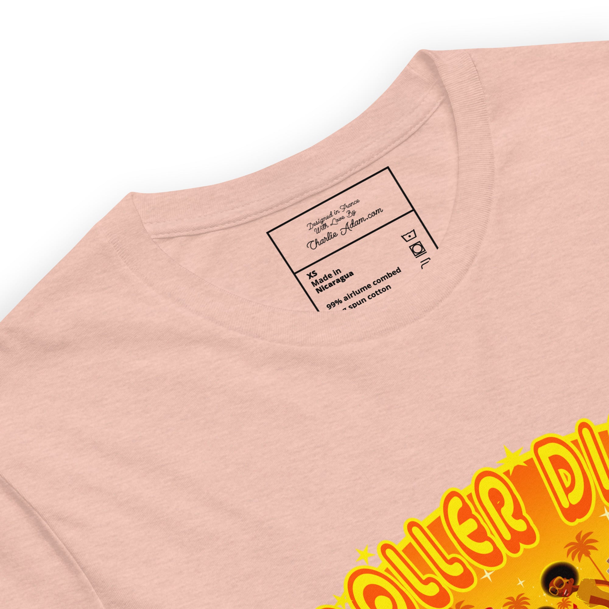 T-shirt en coton unisexe Roller Disco 1975 sur couleurs chinées claires