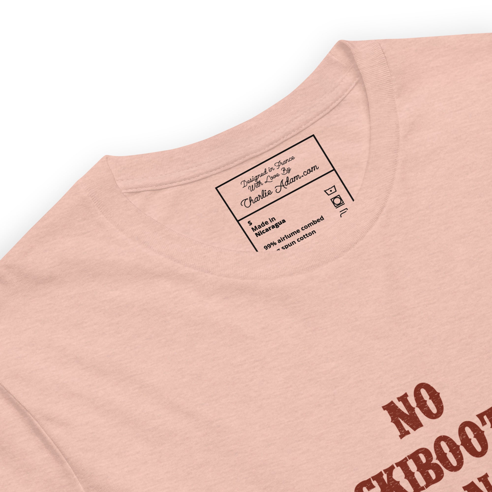 T-shirt en coton unisexe No Skiboots on Dancefloor sur couleurs chinées claires