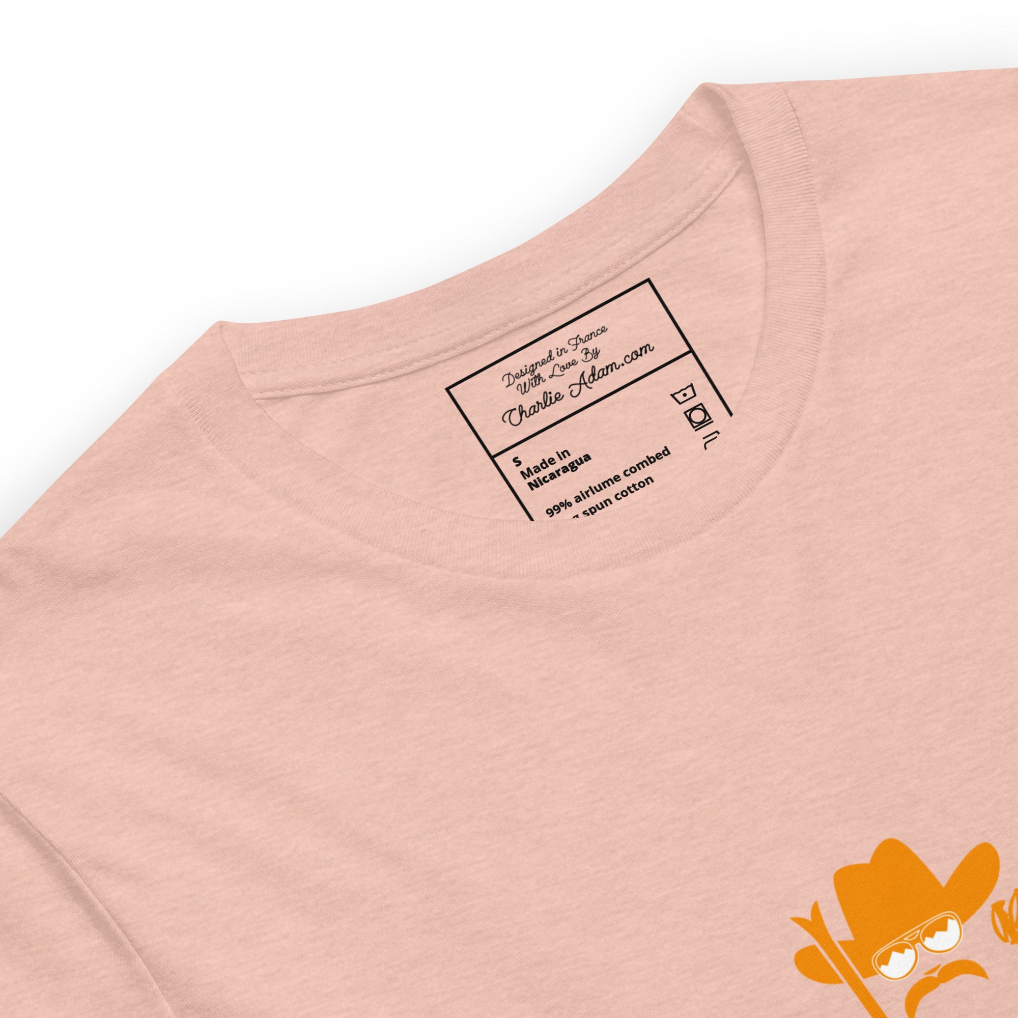 T-shirt en coton unisexe Skiing Cowboy (face) & Ski Fight at OK Corral Outline (dos) sur couleurs chinées claires