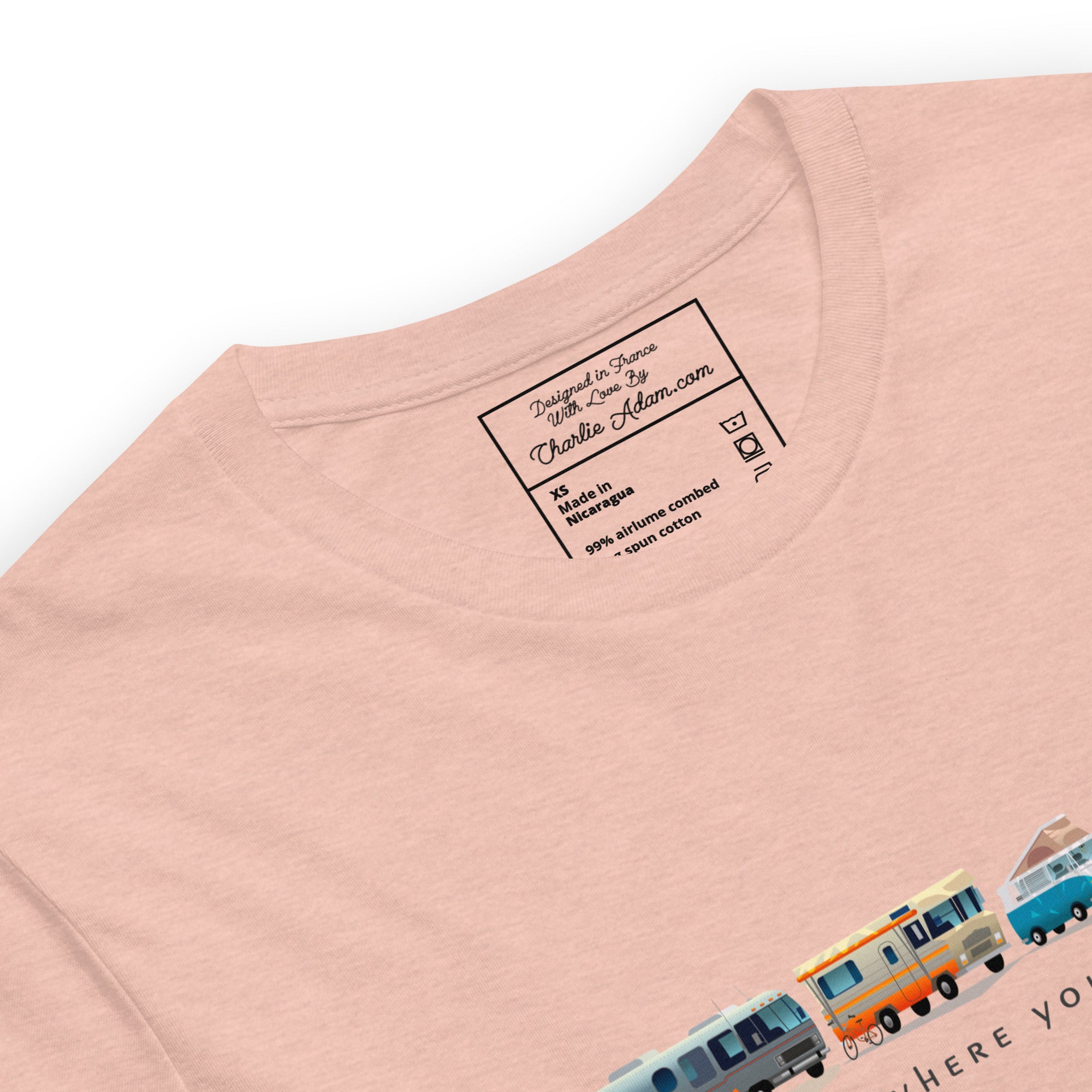 T-shirt en coton unisexe Vintage Campers sur couleurs chinées claires