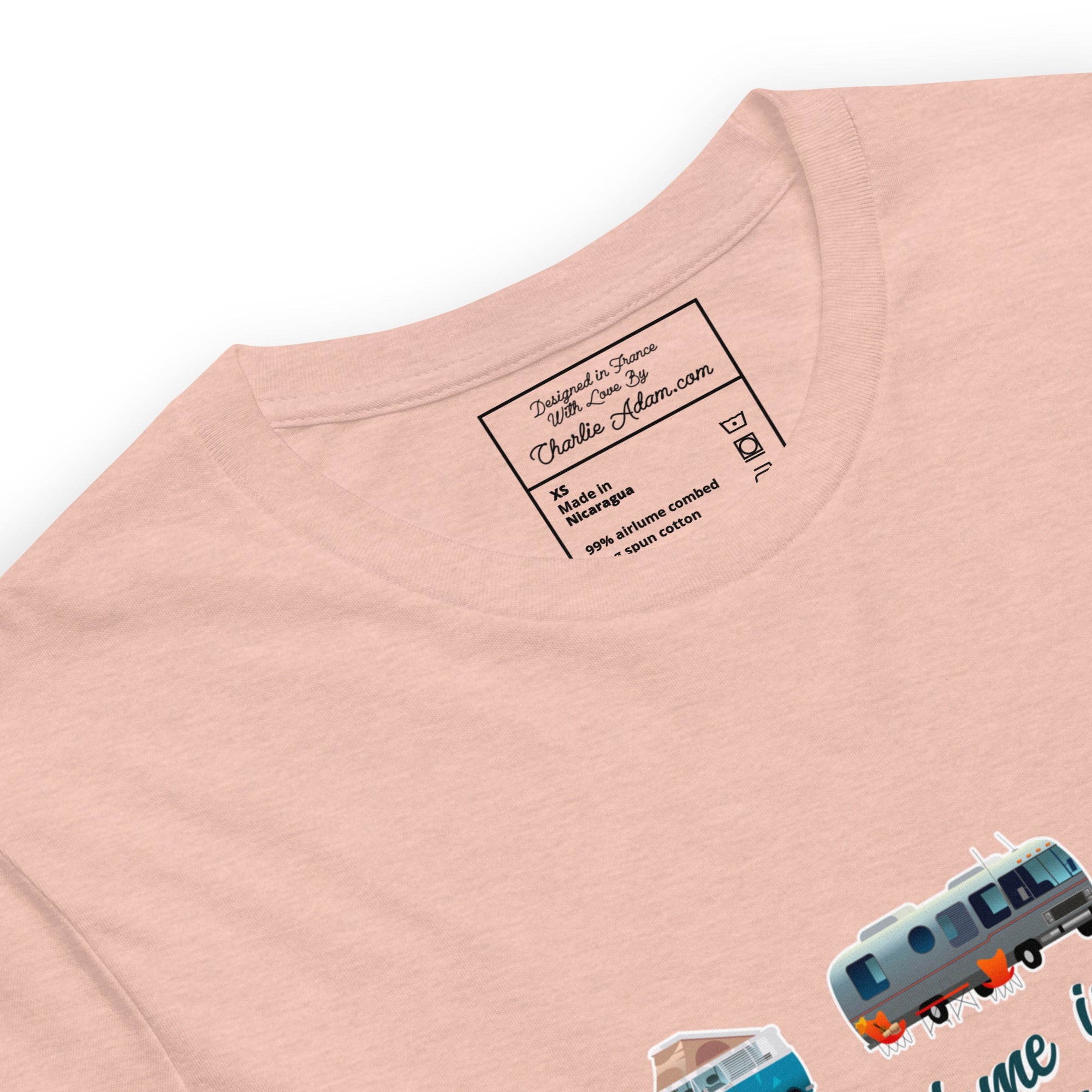 T-shirt en coton unisexe Square Vintage Campers sur couleurs chinées claires