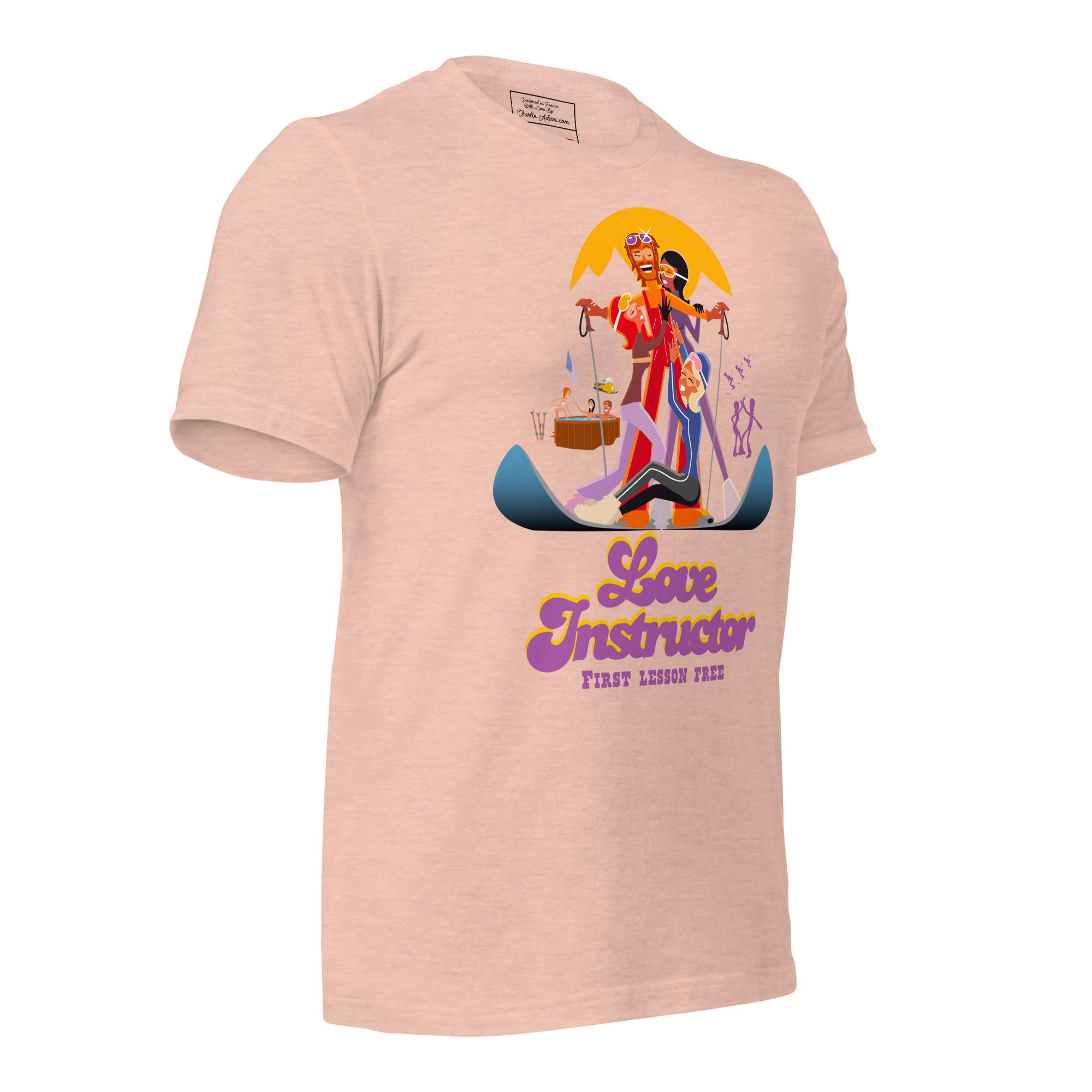 T-shirt en coton unisexe Love instructor First lesson free sur couleurs chinées claires