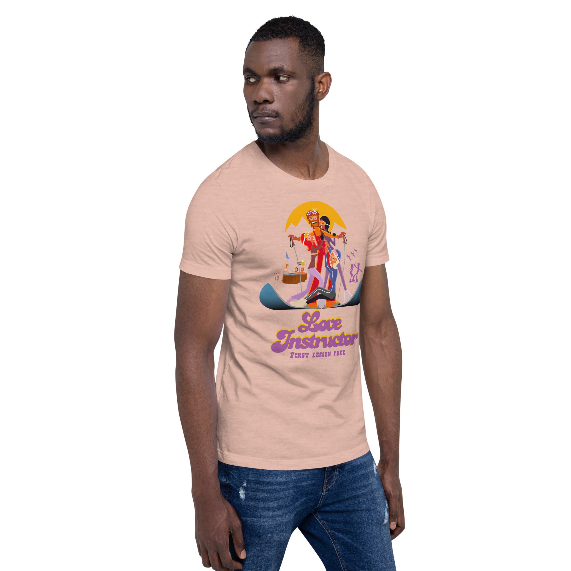 T-shirt en coton unisexe Love instructor First lesson free sur couleurs chinées claires
