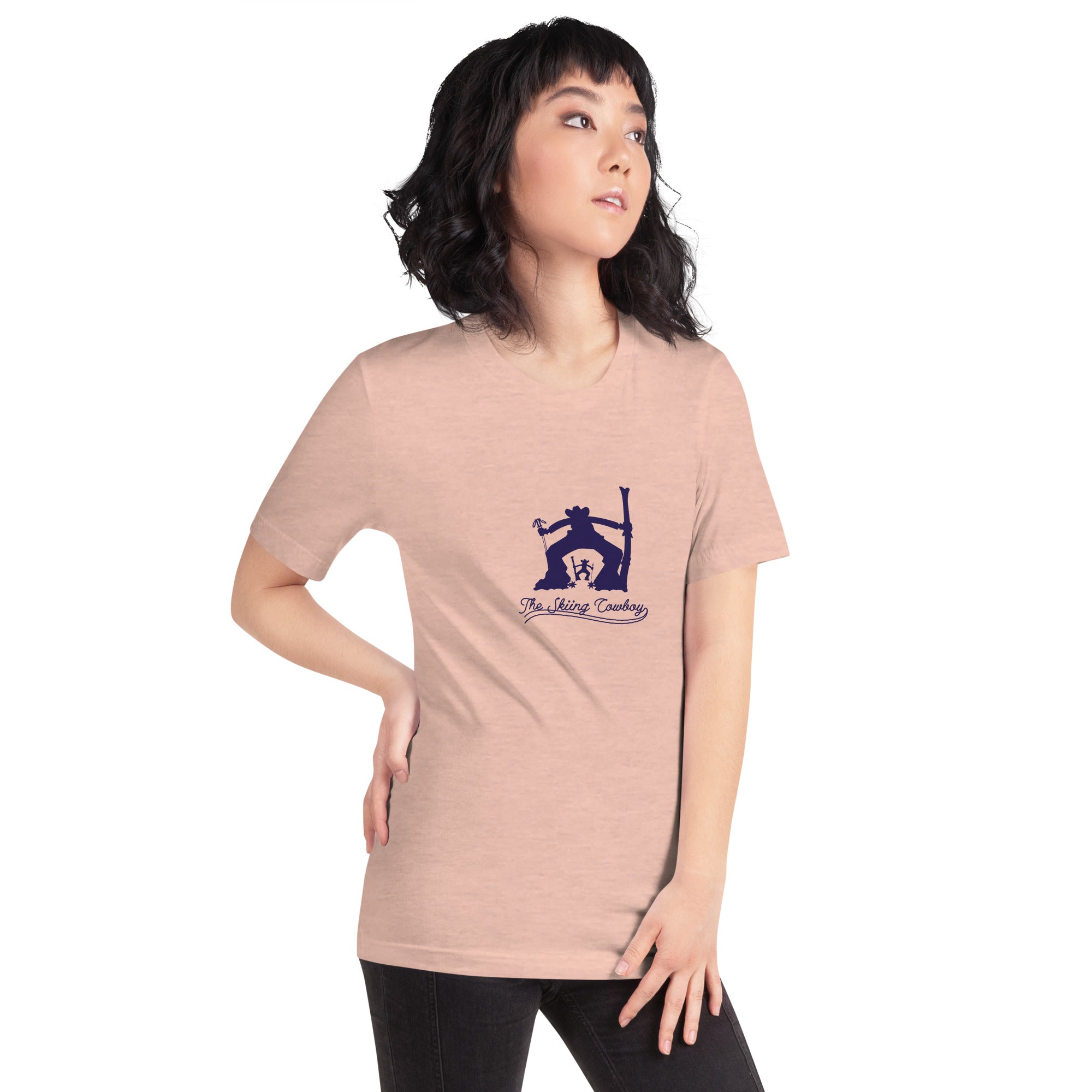 T-shirt en coton unisexe Ski Fight at OK Corral Silhouette sur couleurs chinées claires