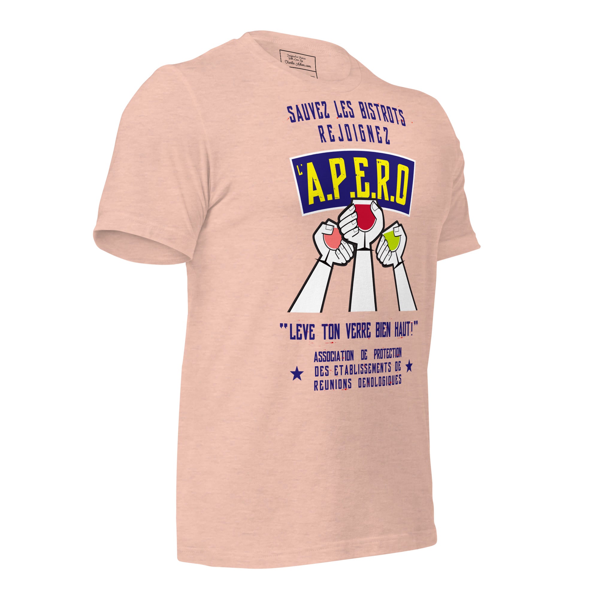 Unisex cotton t-shirt Sauvez les Bistrots, rejoignez l'Apéro on light heather colors