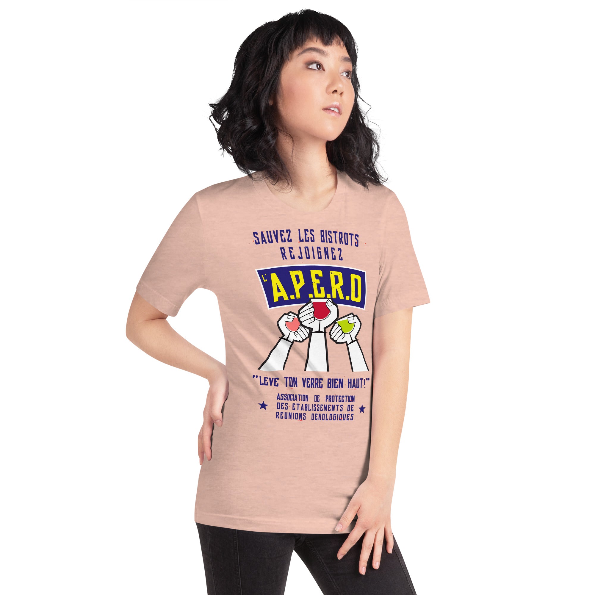 Unisex cotton t-shirt Sauvez les Bistrots, rejoignez l'Apéro on light heather colors