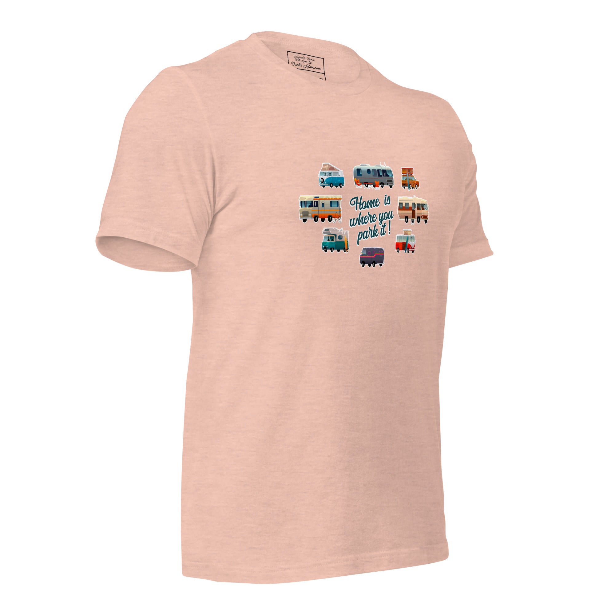 T-shirt en coton unisexe Square Vintage Campers sur couleurs chinées claires