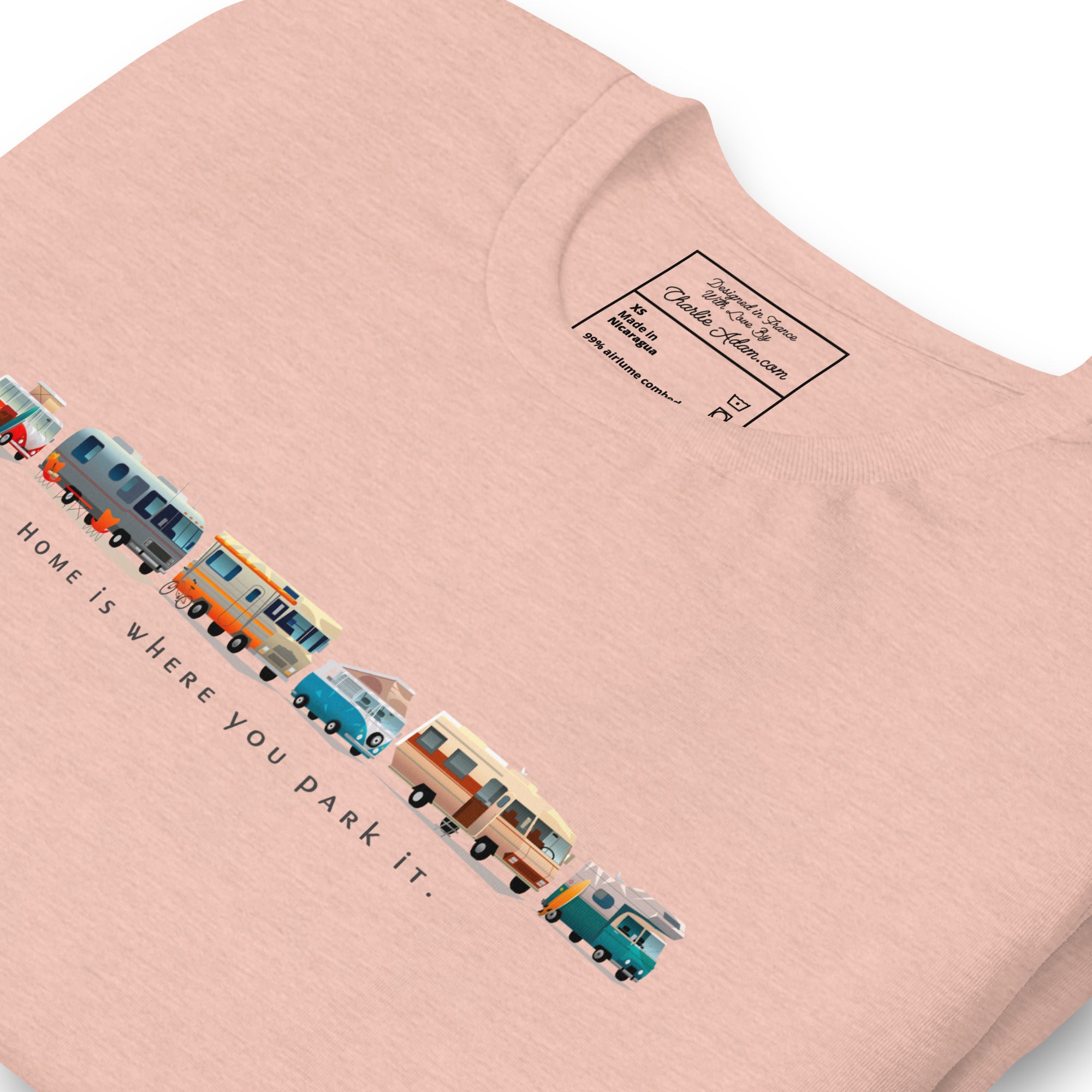 T-shirt en coton unisexe Vintage Campers sur couleurs chinées claires