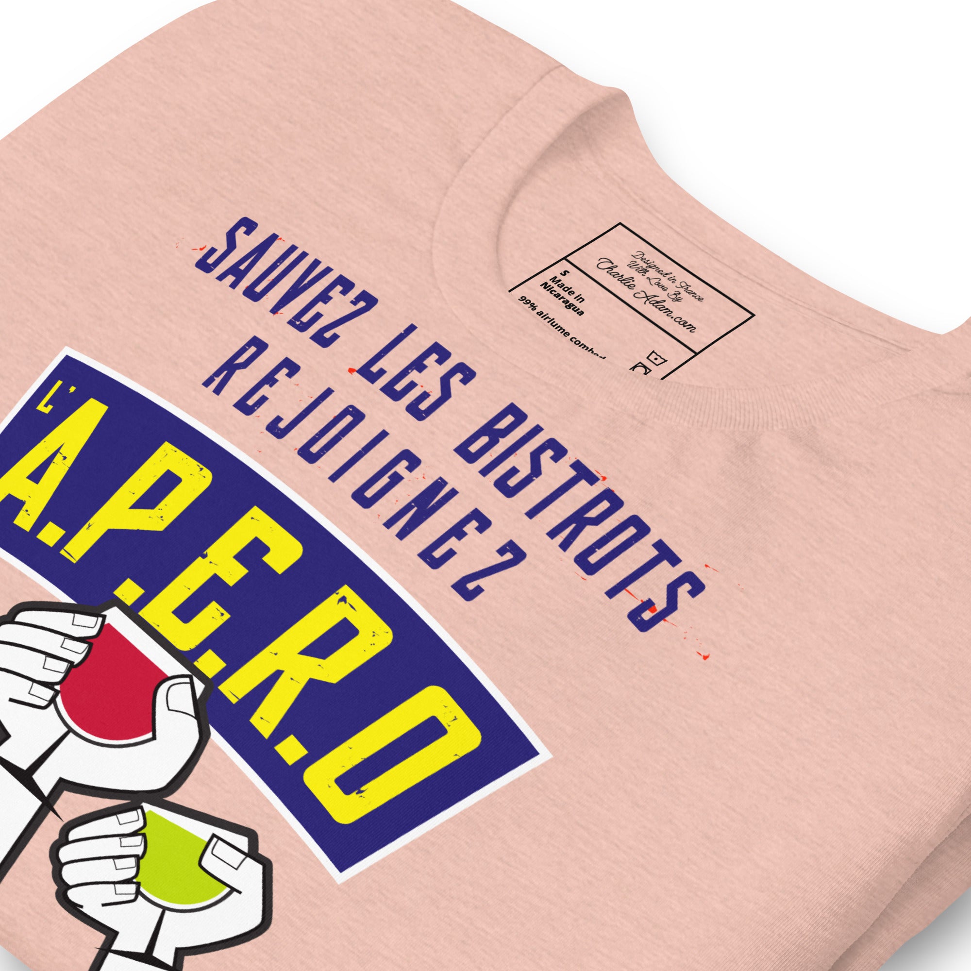 Unisex cotton t-shirt Sauvez les Bistrots, rejoignez l'Apéro on light heather colors