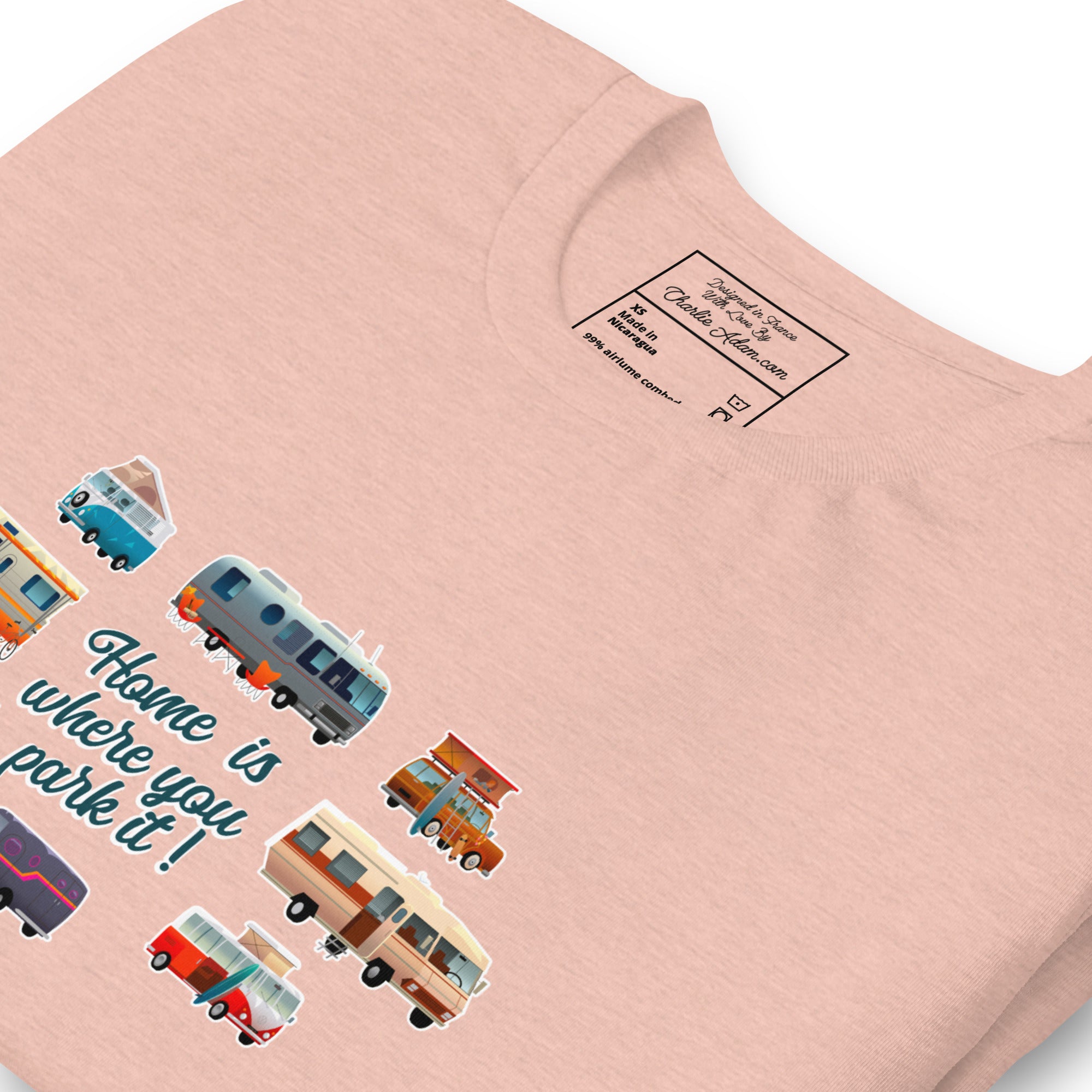 T-shirt en coton unisexe Square Vintage Campers sur couleurs chinées claires