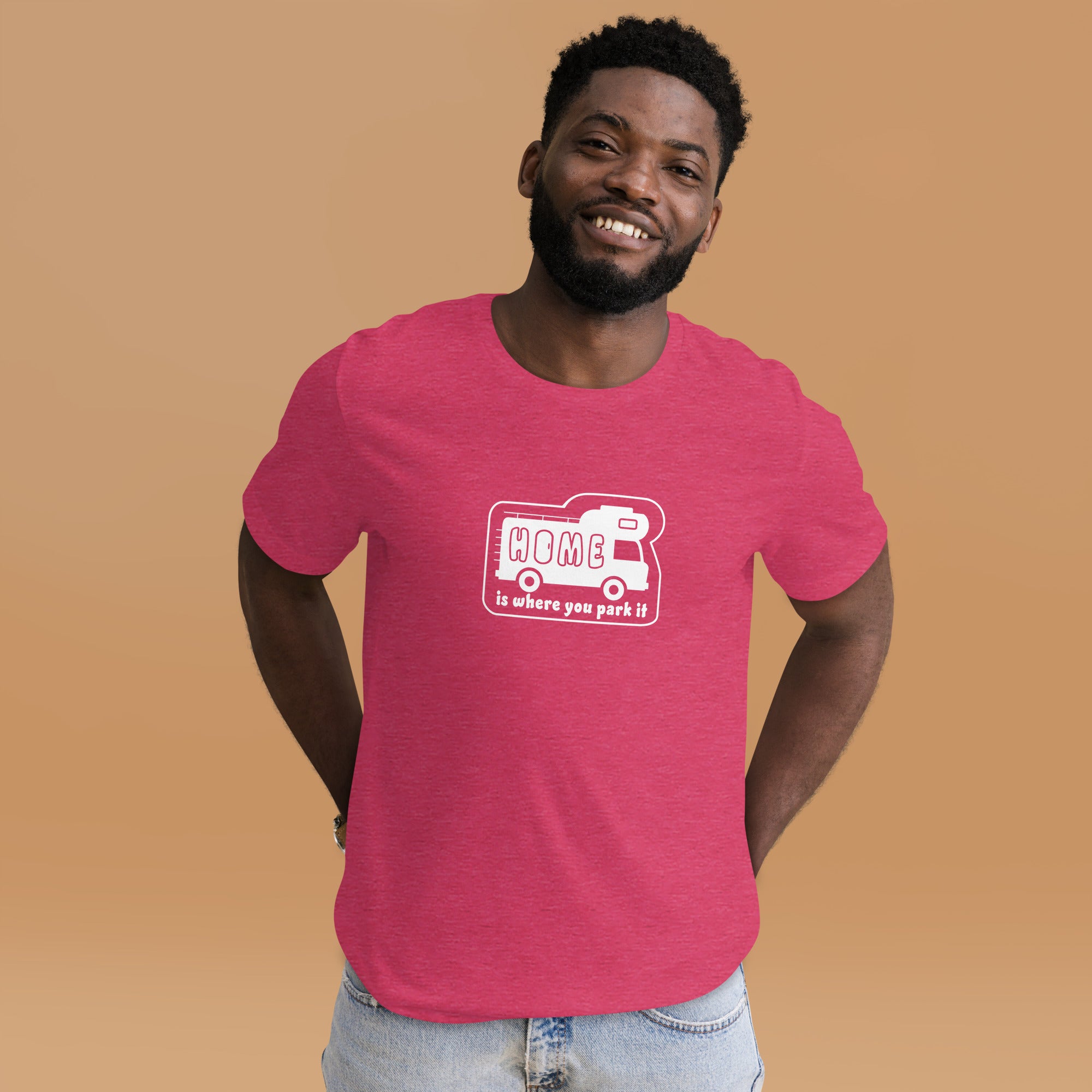 Unisex cotton t-shirt Bold Camper Van on bright heather colors