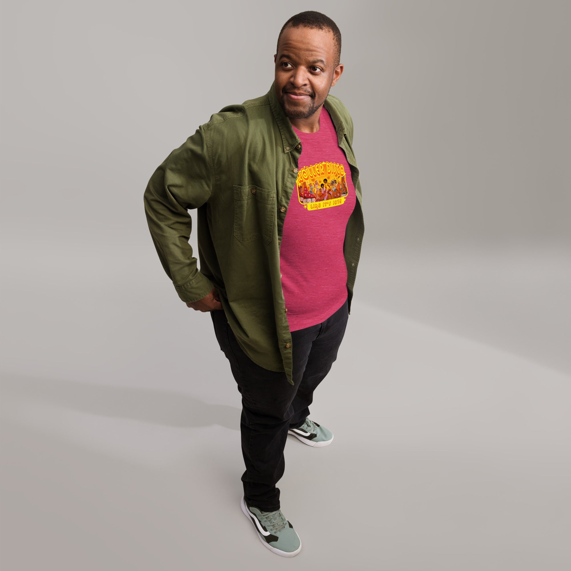 T-shirt en coton unisexe Roller Disco 1975 sur couleurs vives