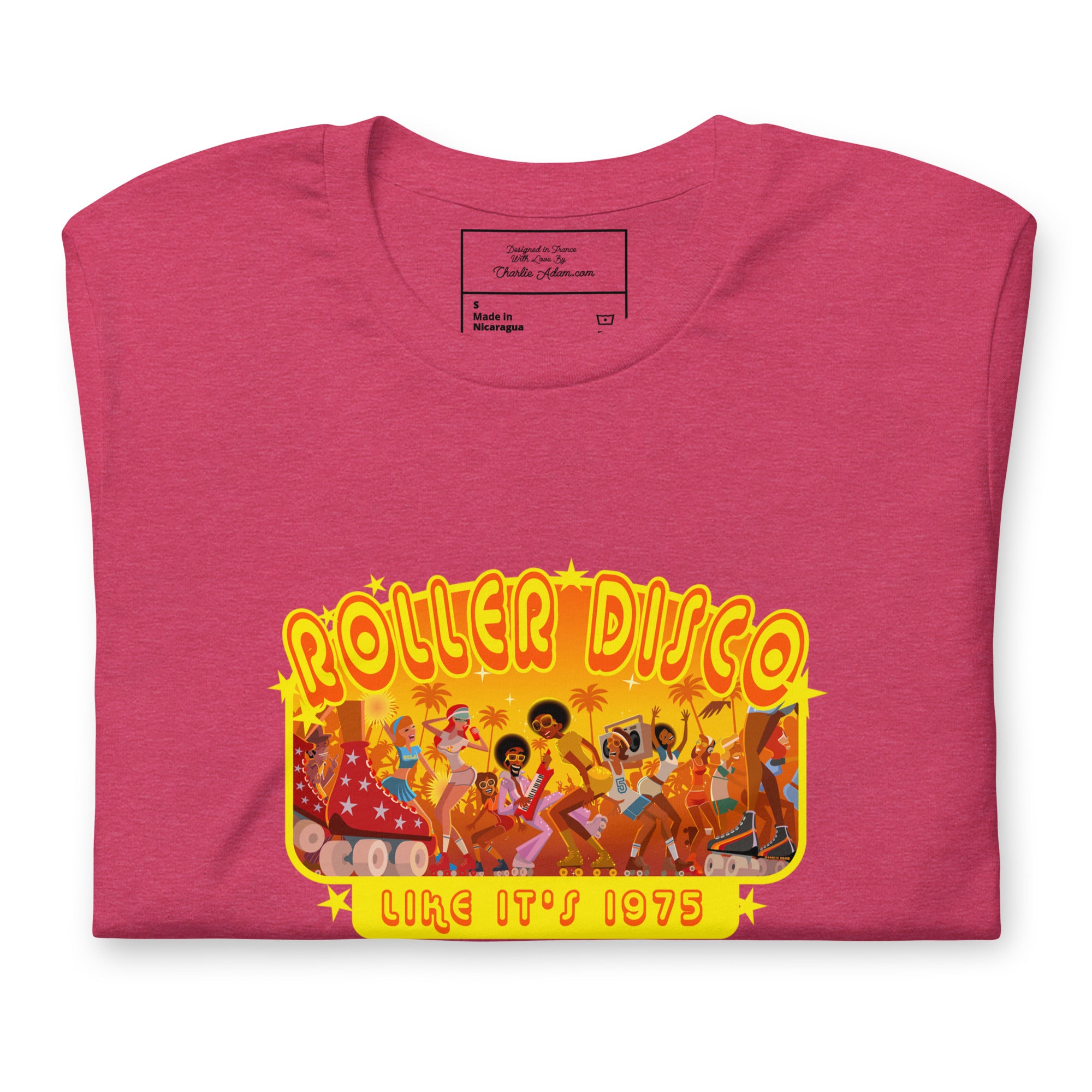 T-shirt en coton unisexe Roller Disco 1975 sur couleurs vives